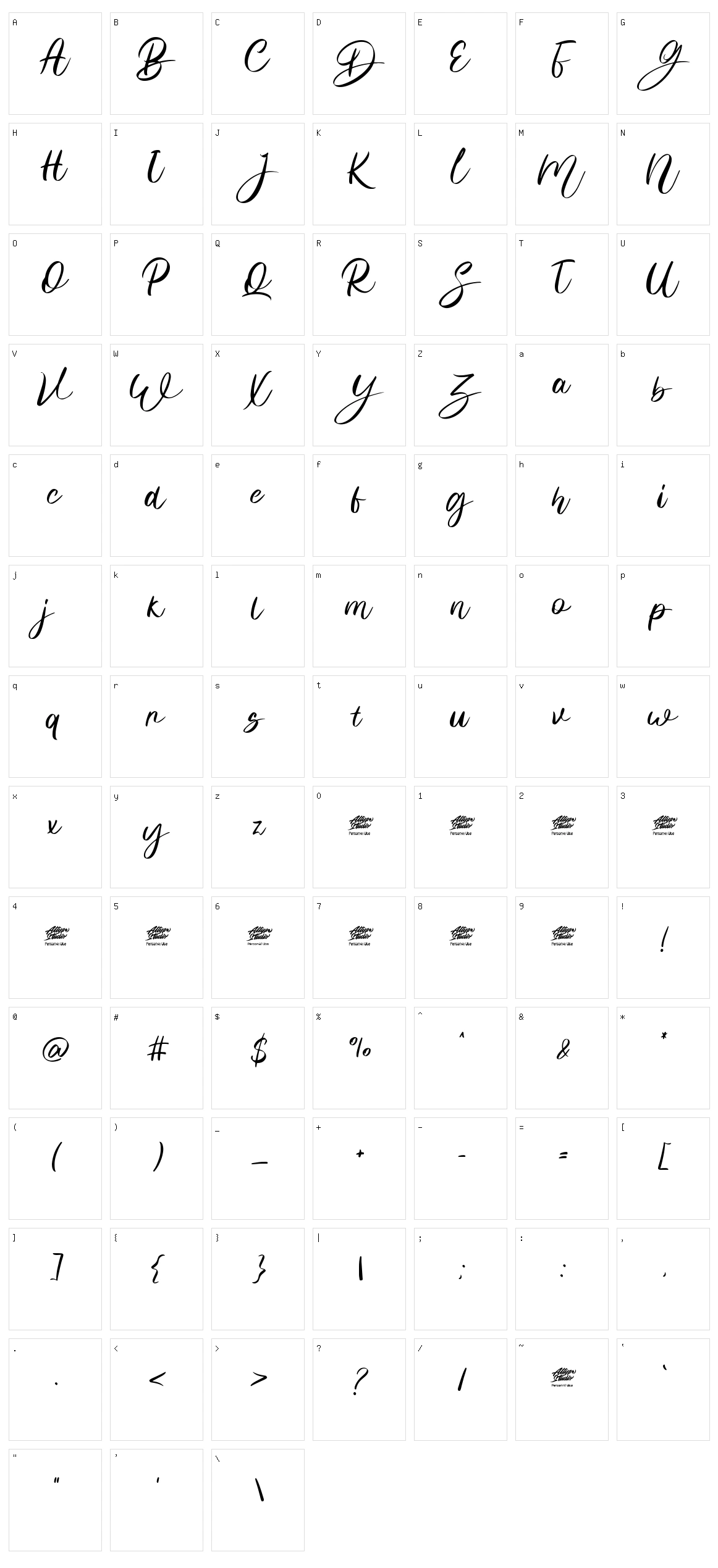 Monatha Character Set
