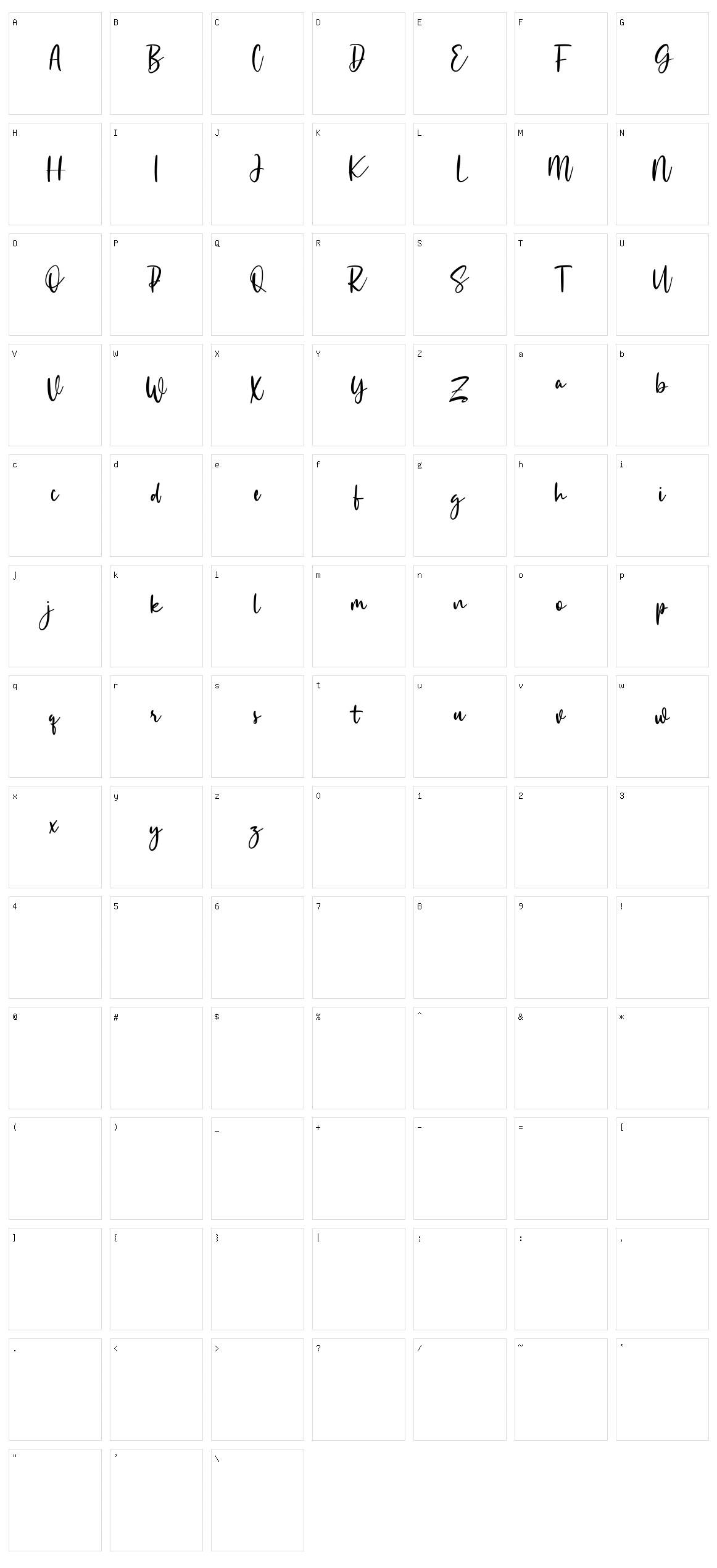 Monesstry Character Set