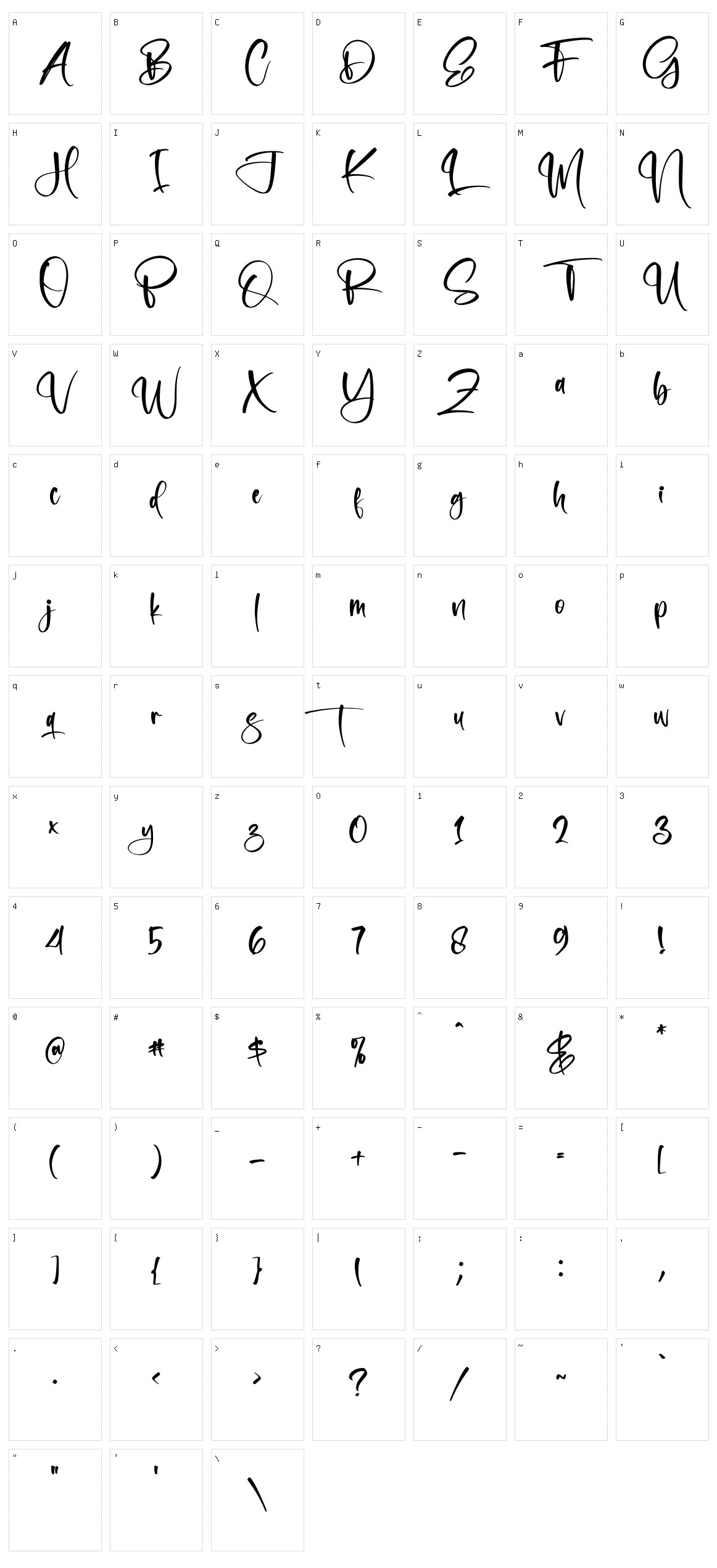 Monglass Character Set