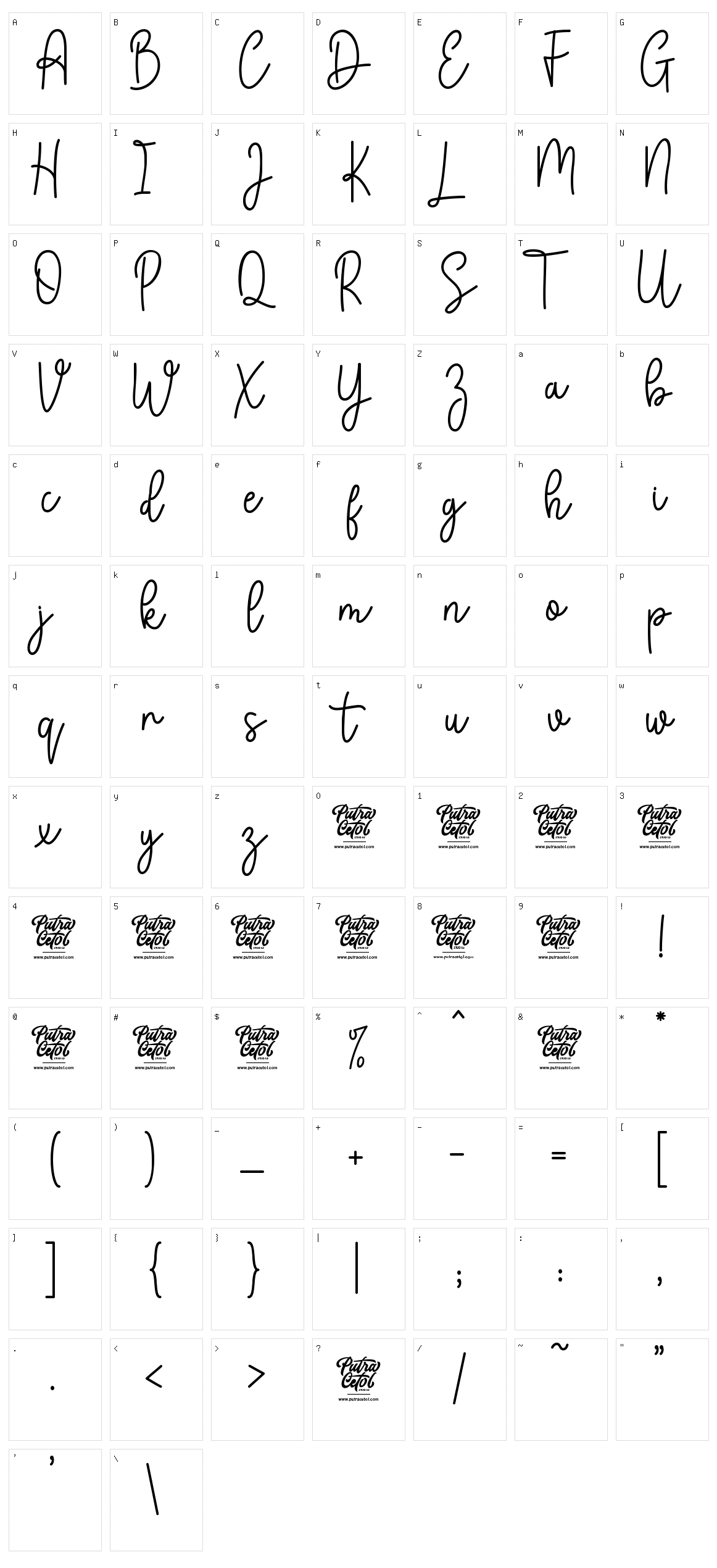 Monokind Script Character Set