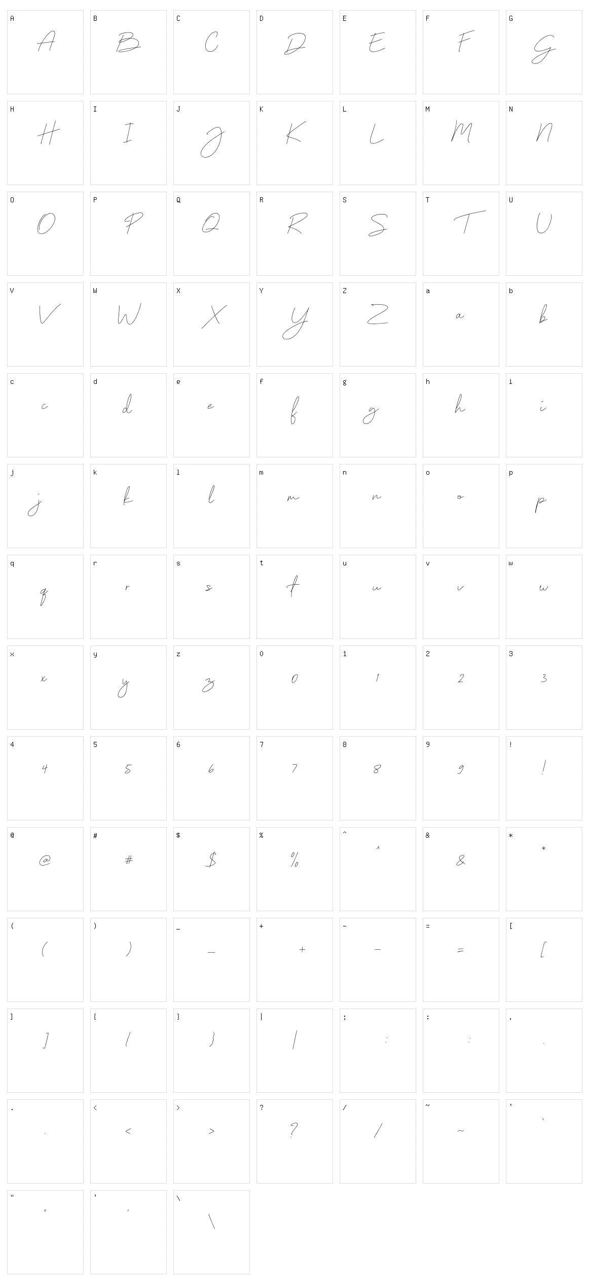 Monoline Character Set