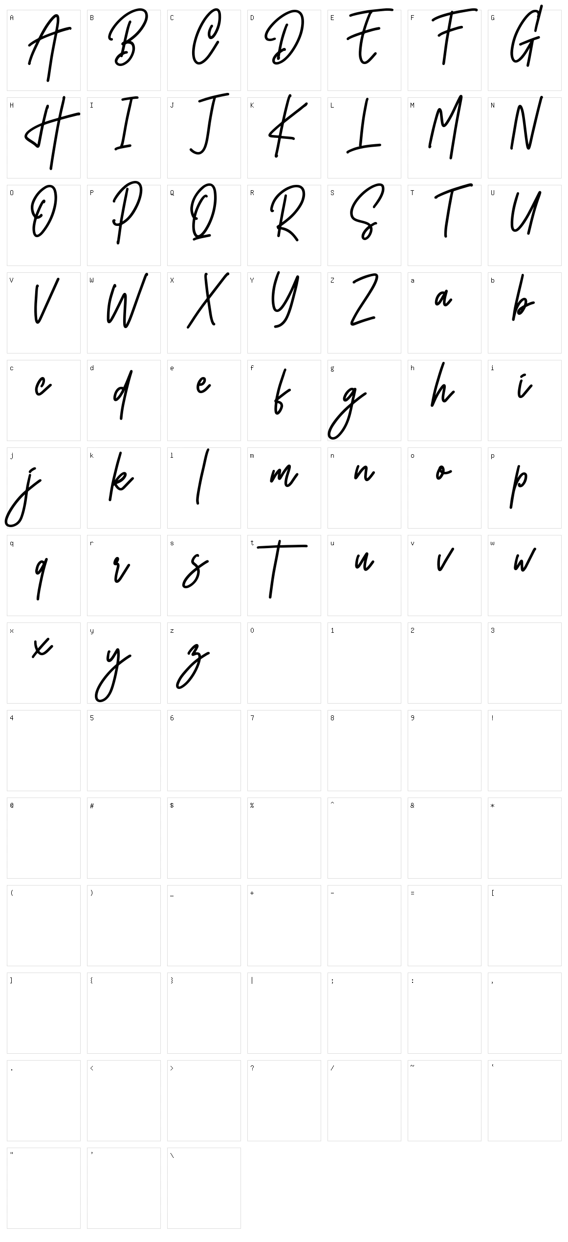 Monoline Signature Character Set