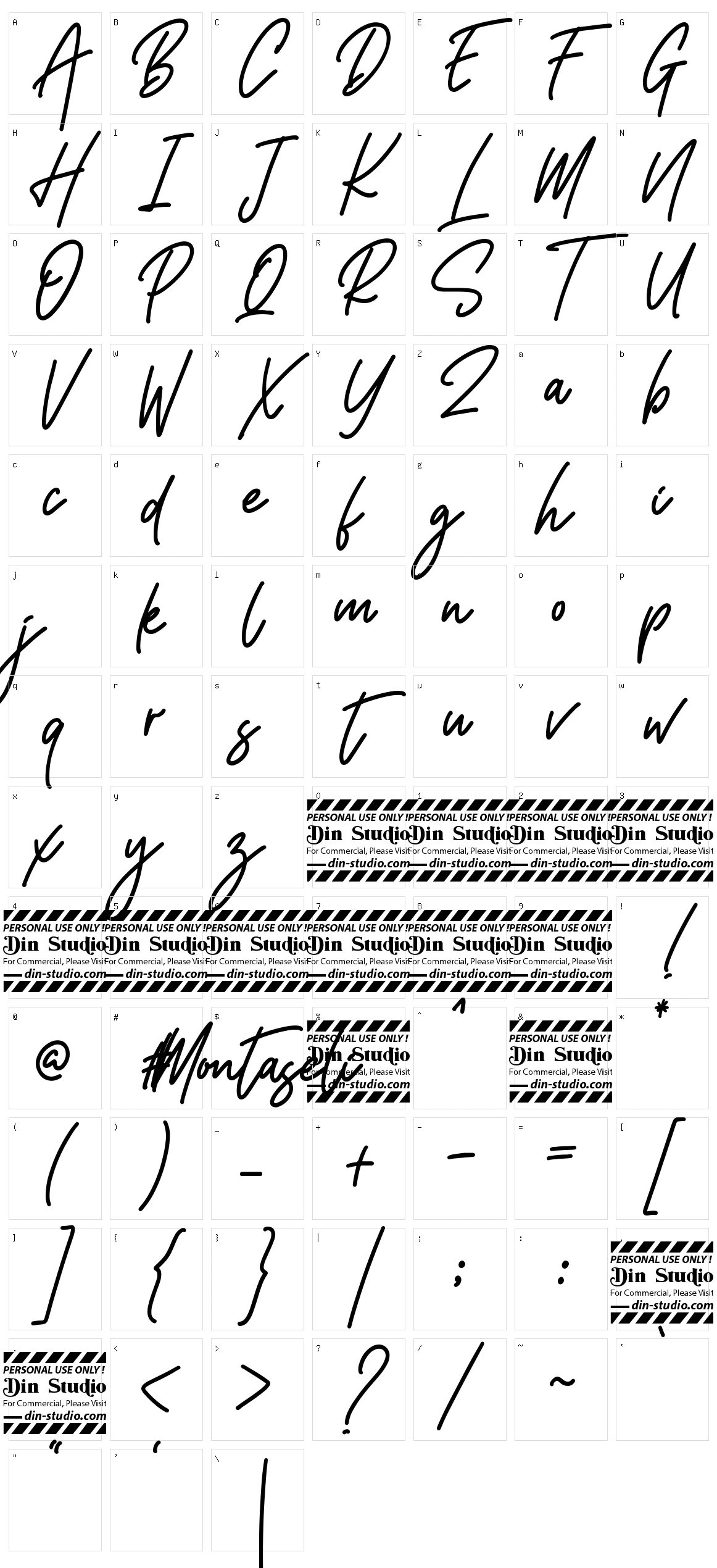 Montaseli Script Character Set