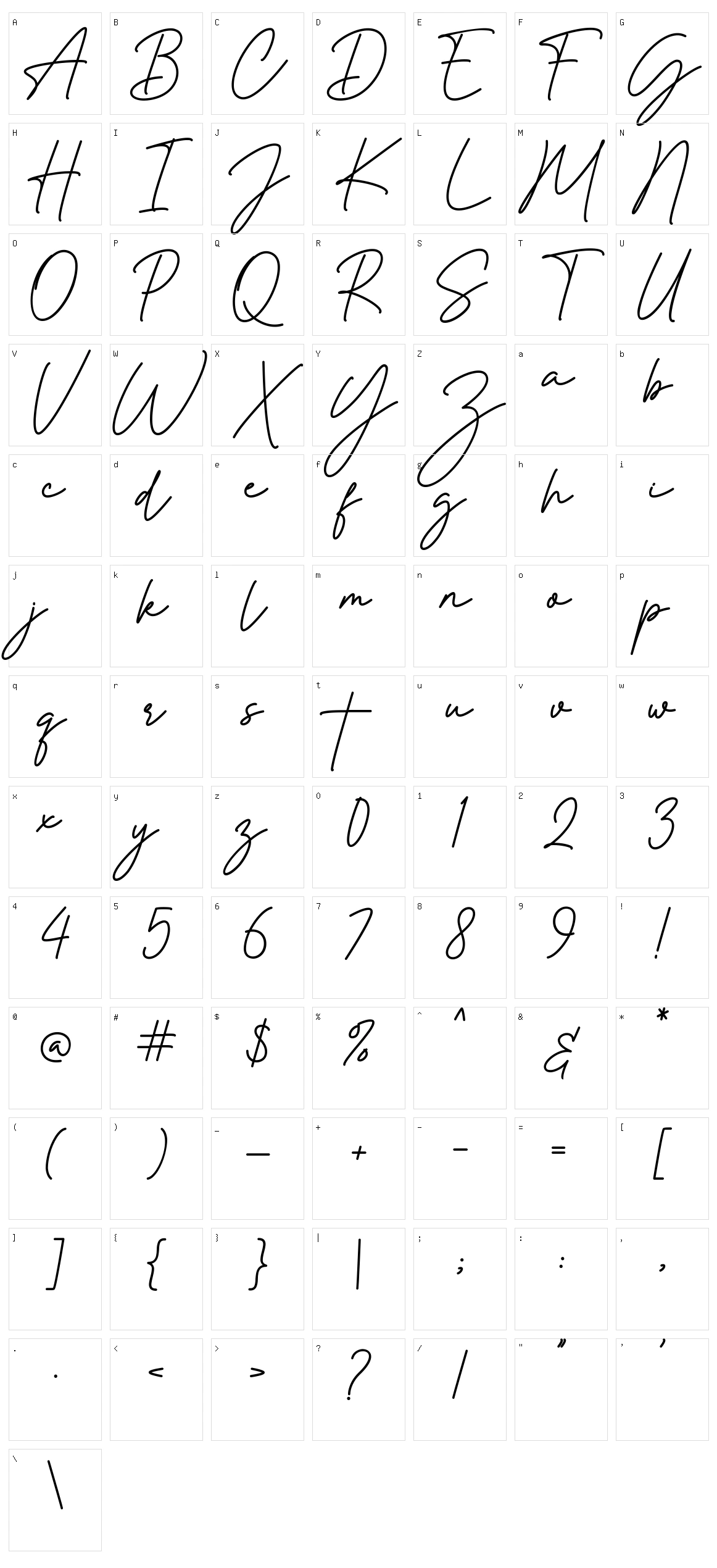 Montreal Signature Character Set