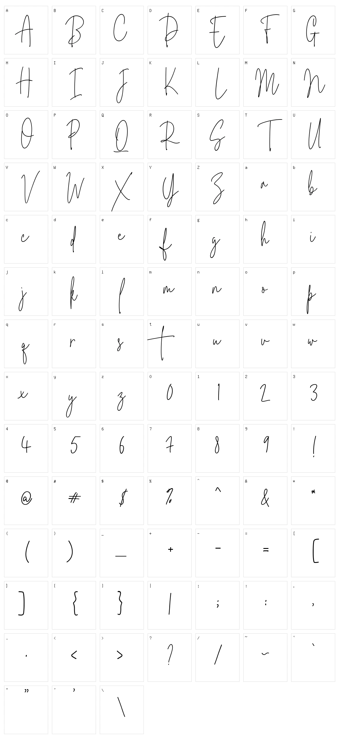 Monttrela Character Set