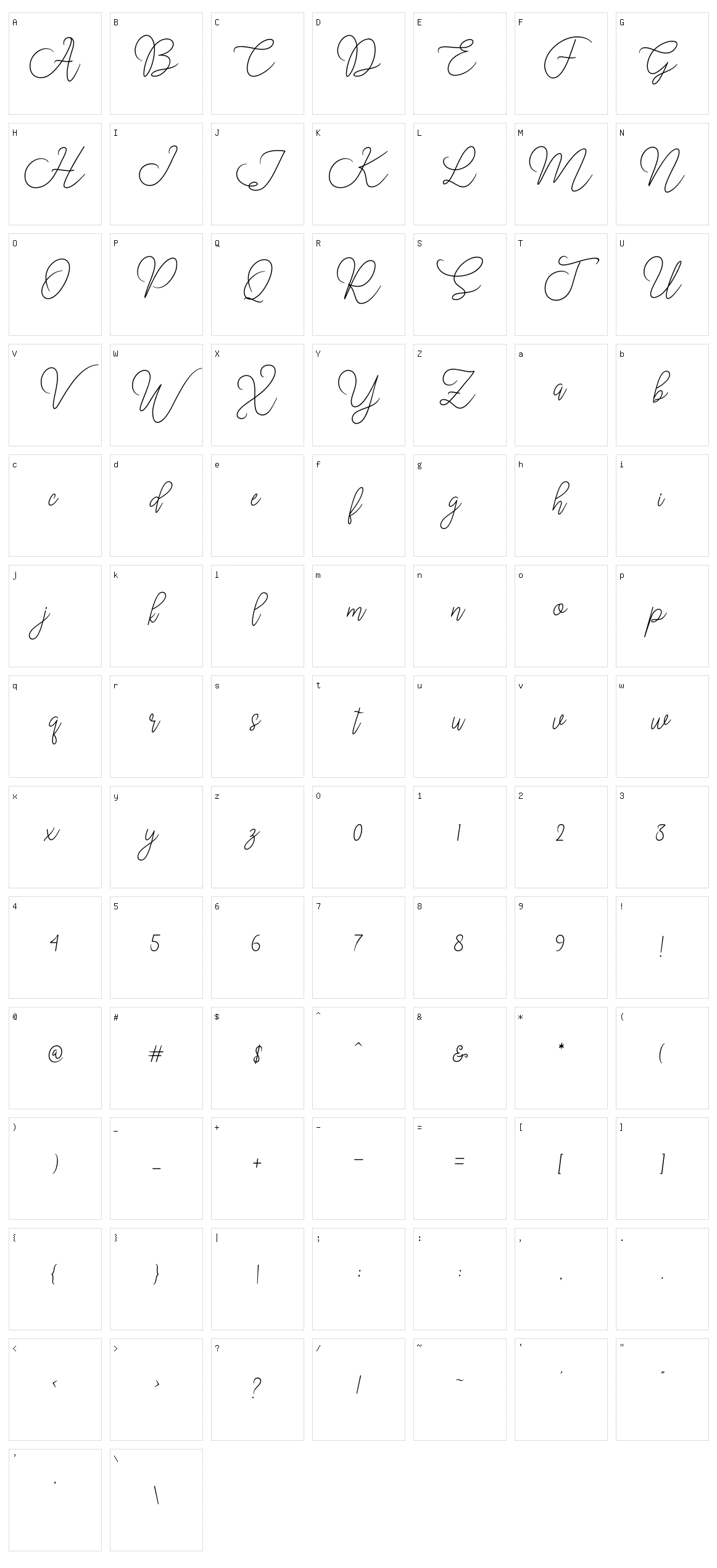 Moon Chin Character Set