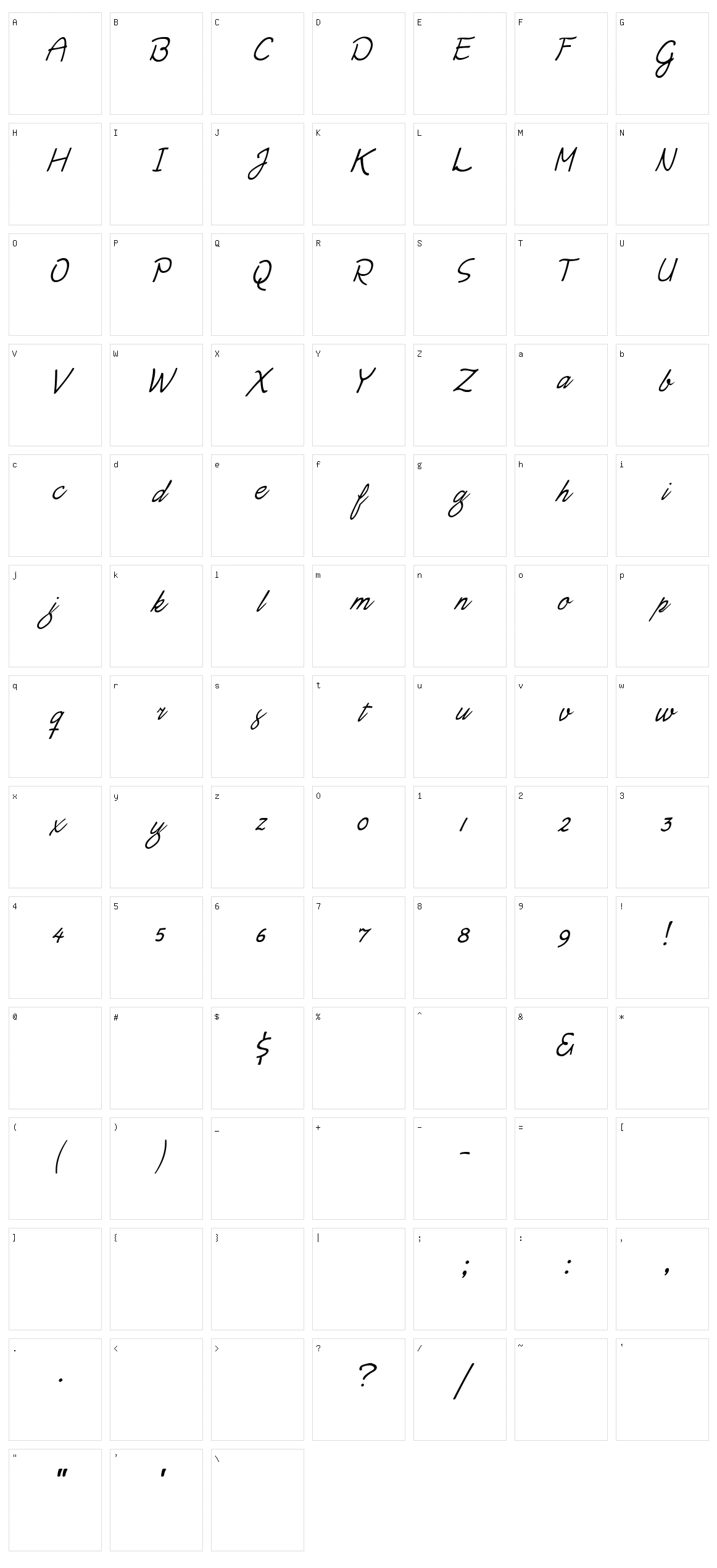 Moonlight Script Character Set