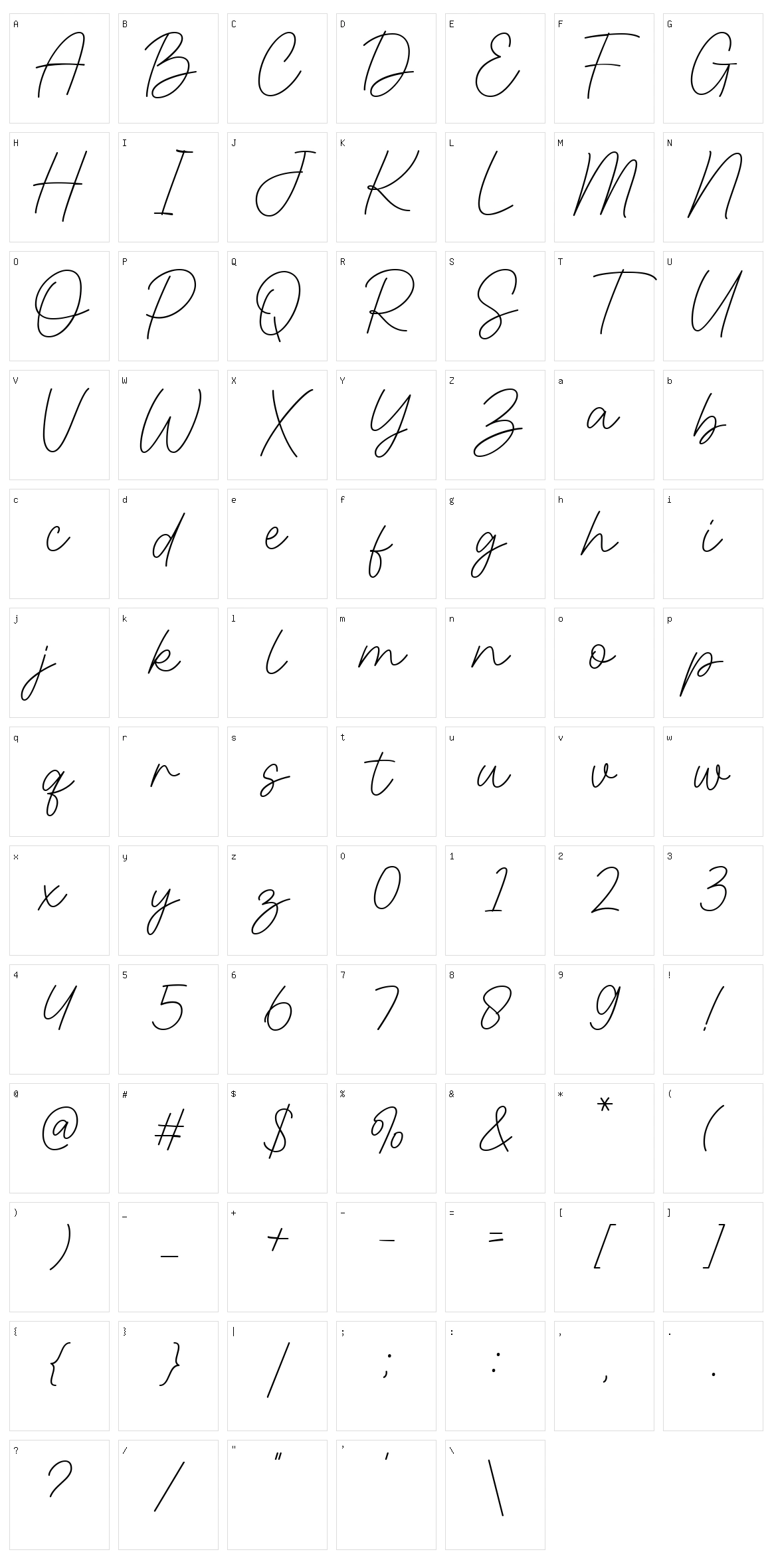 Motena Golden Script Character Set