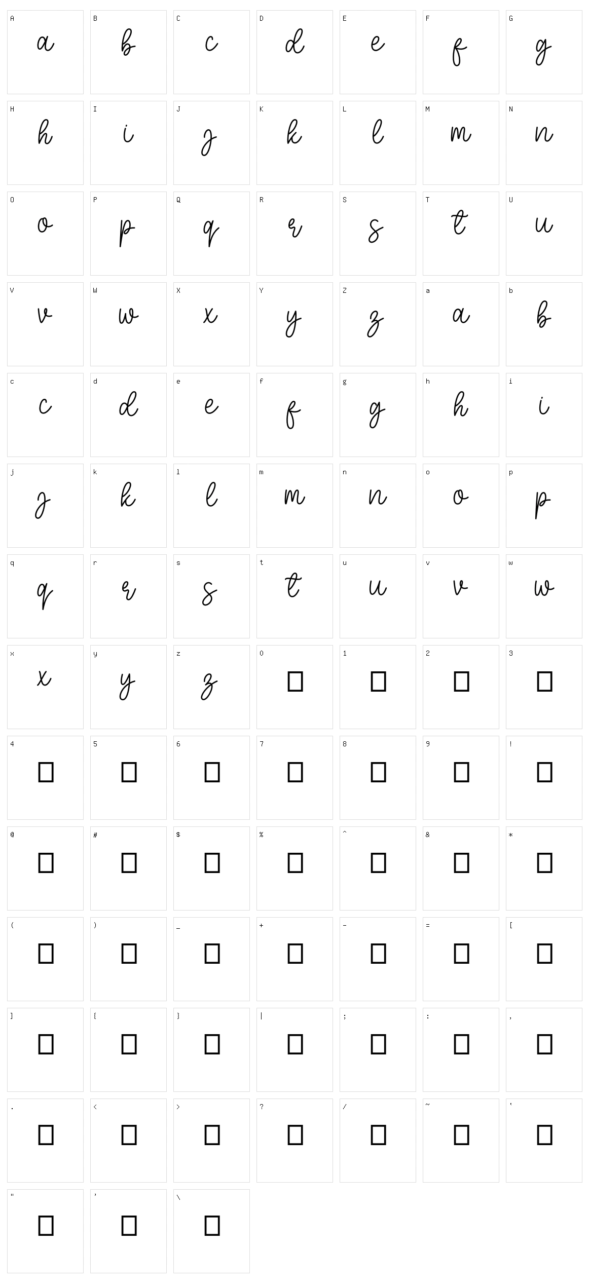 Mother Sunflower Script Character Set