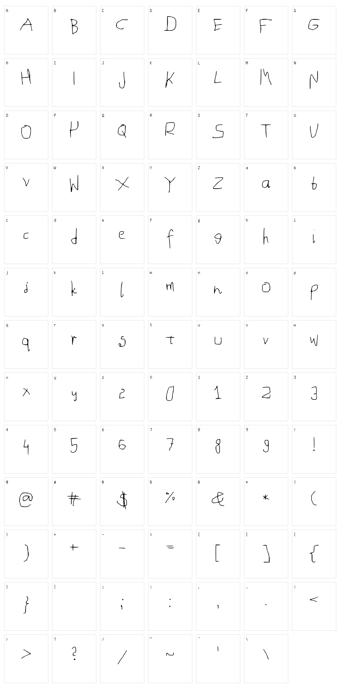 Mouse Handwriting Character Set