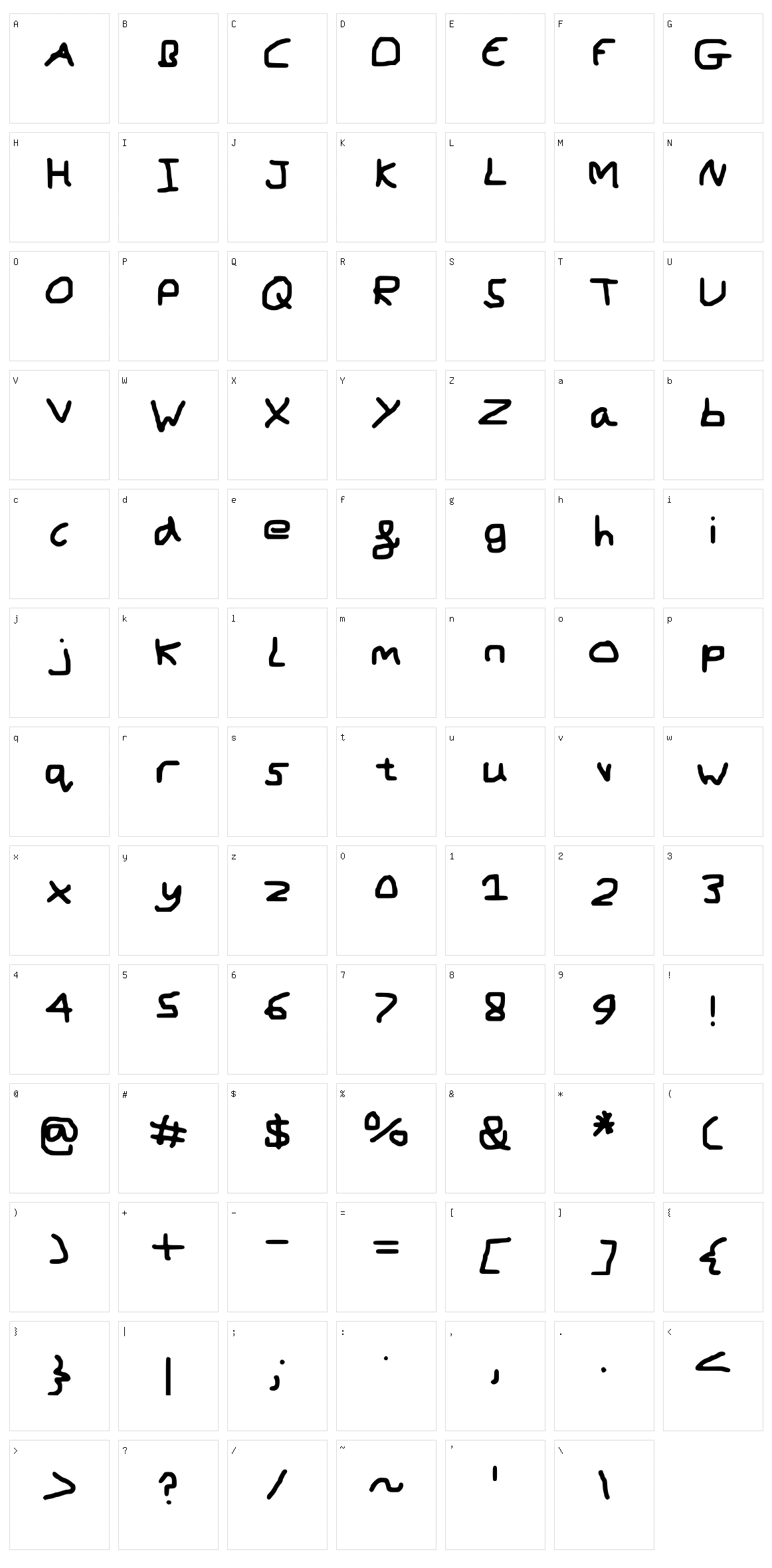 Mouse Written Character Set