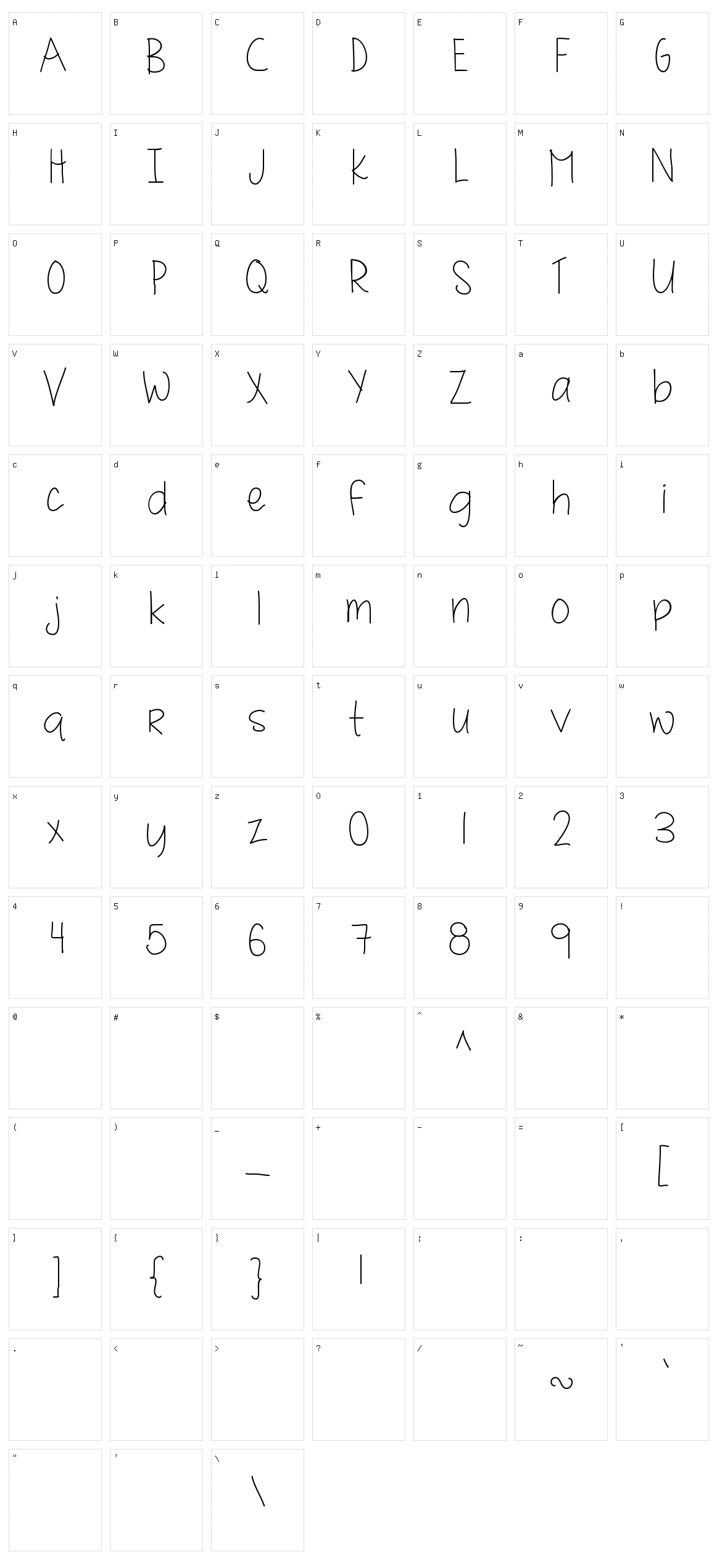 MRF Quirky and authentic hand font Character Set