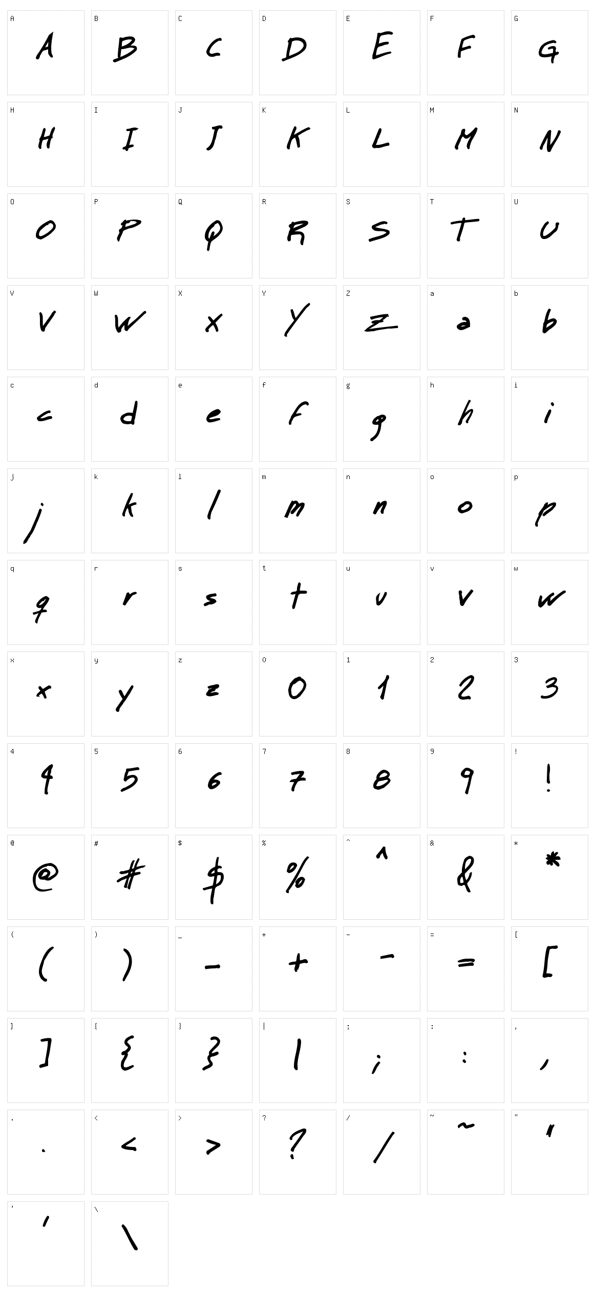 MT Matto Script Character Set