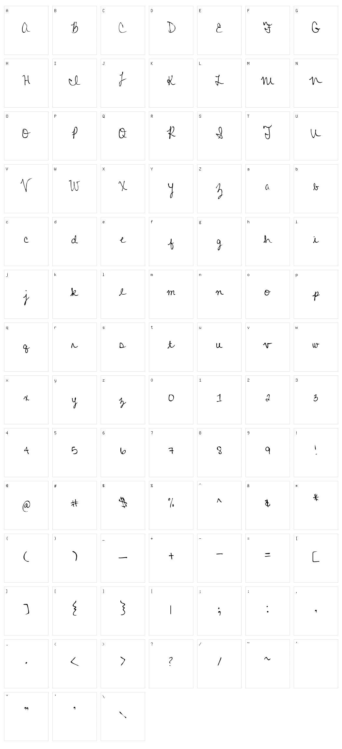 MTF Colleen Cursive Character Set