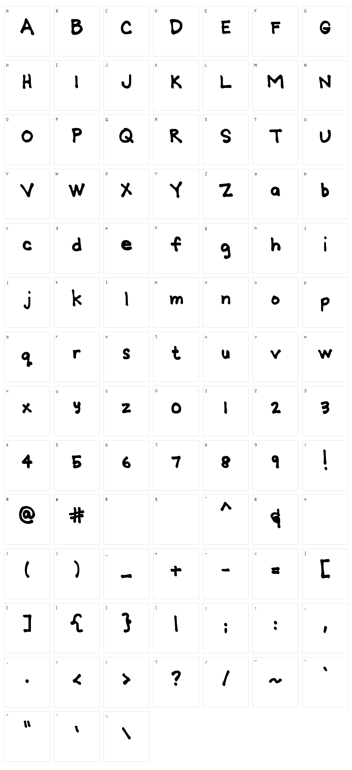 MTF Gridie Character Set