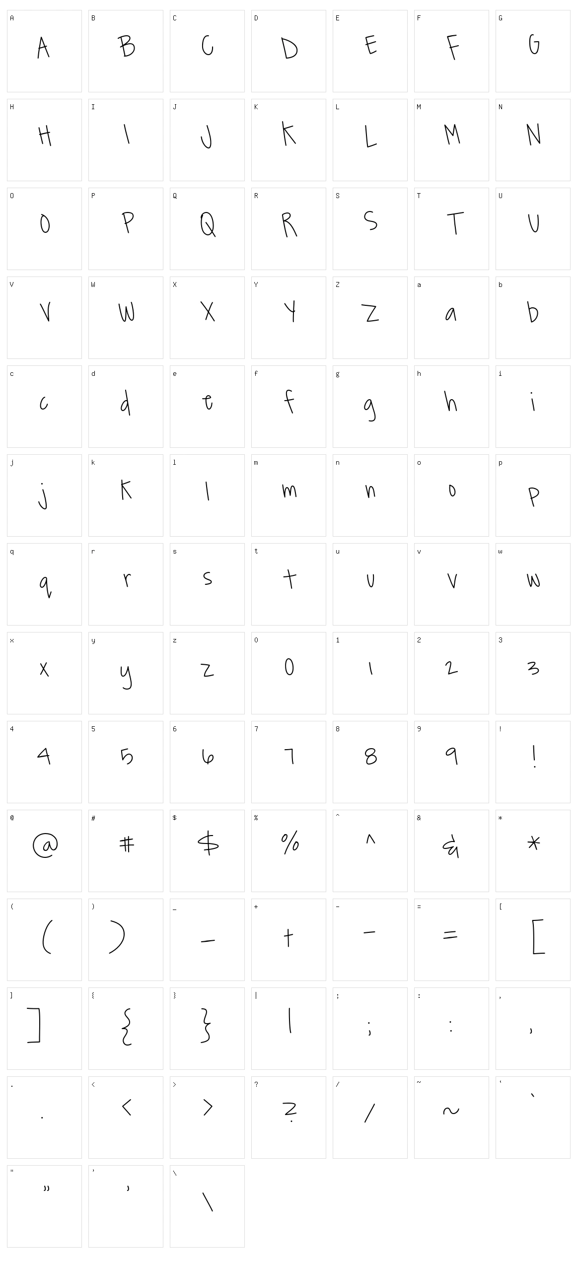 MTF Jana G Character Set