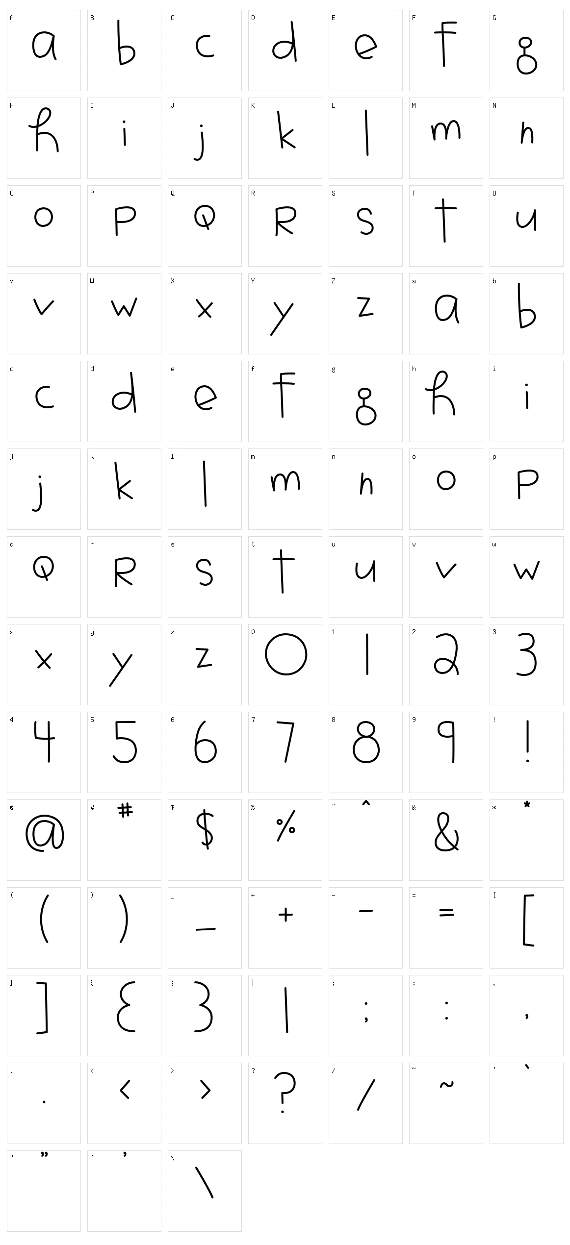 MTF Jotted Character Set