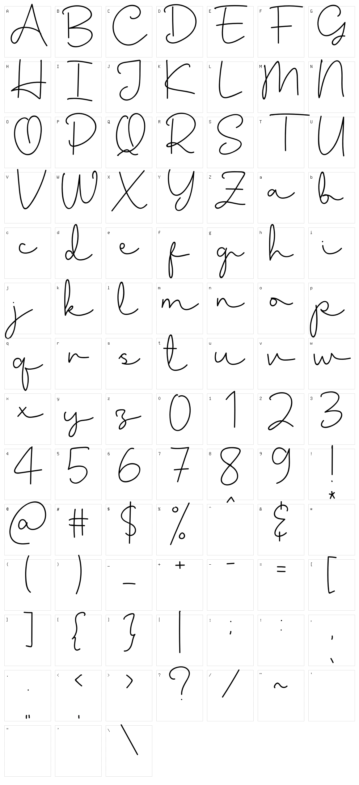 Muiden Castle Script Character Set