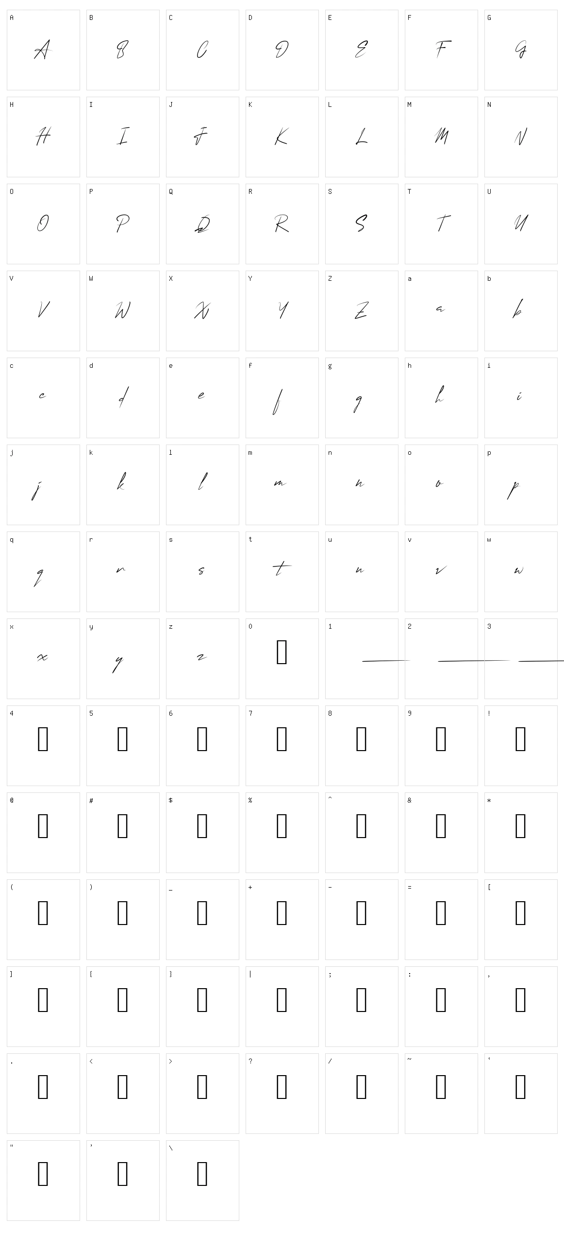Mung Signature Character Set