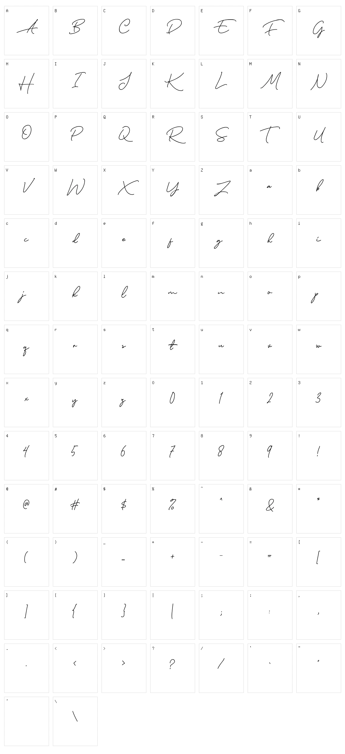 Murphy Script Character Set