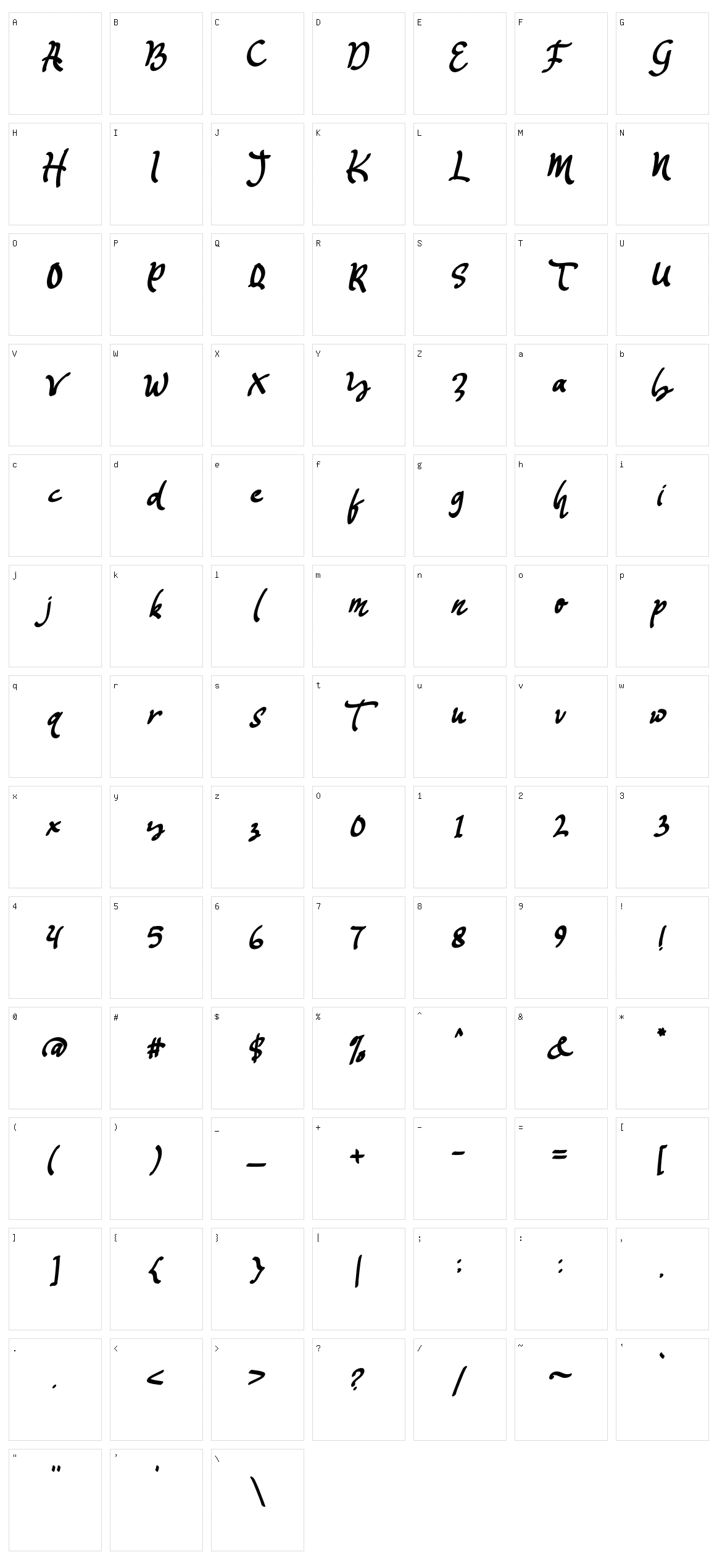 Mustango Character Set
