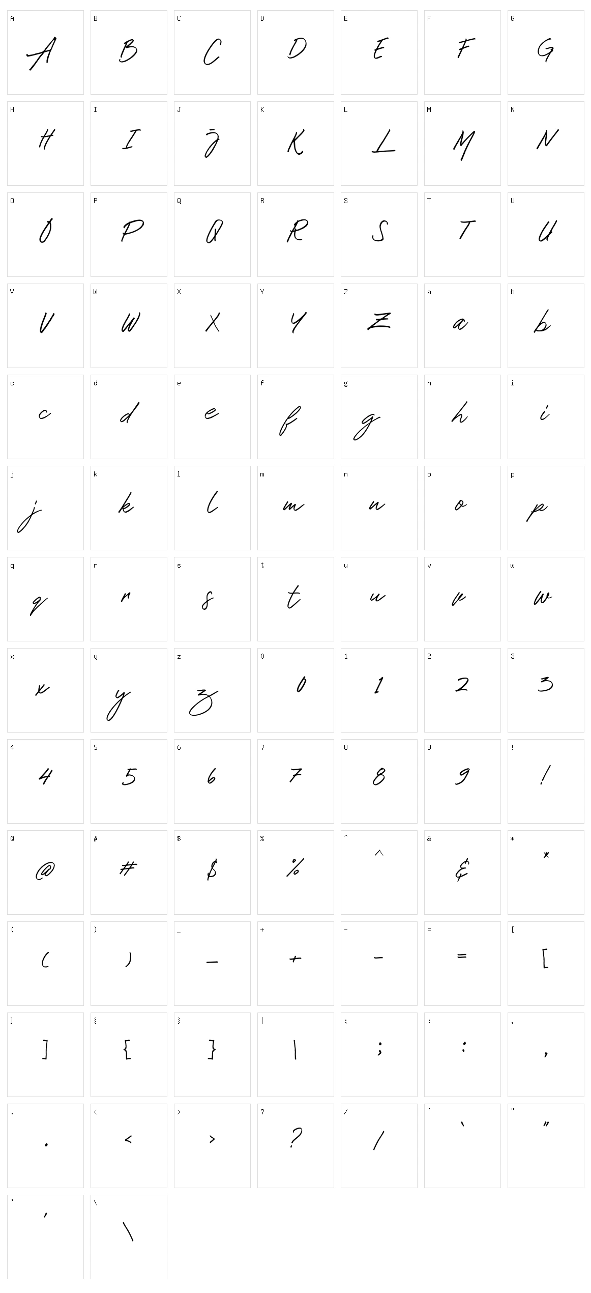 Mustank Character Set
