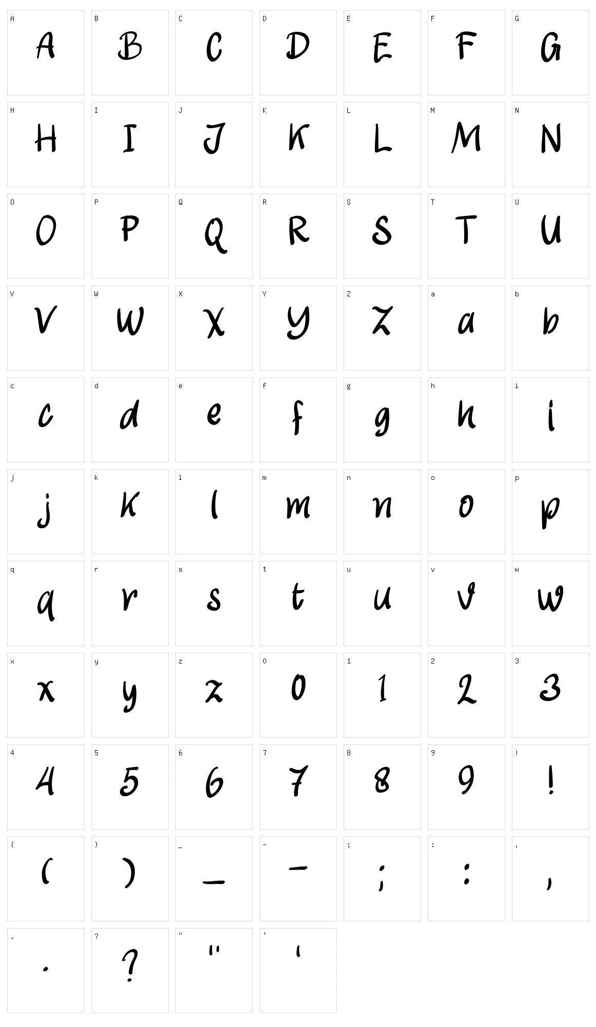 My First Font Character Set