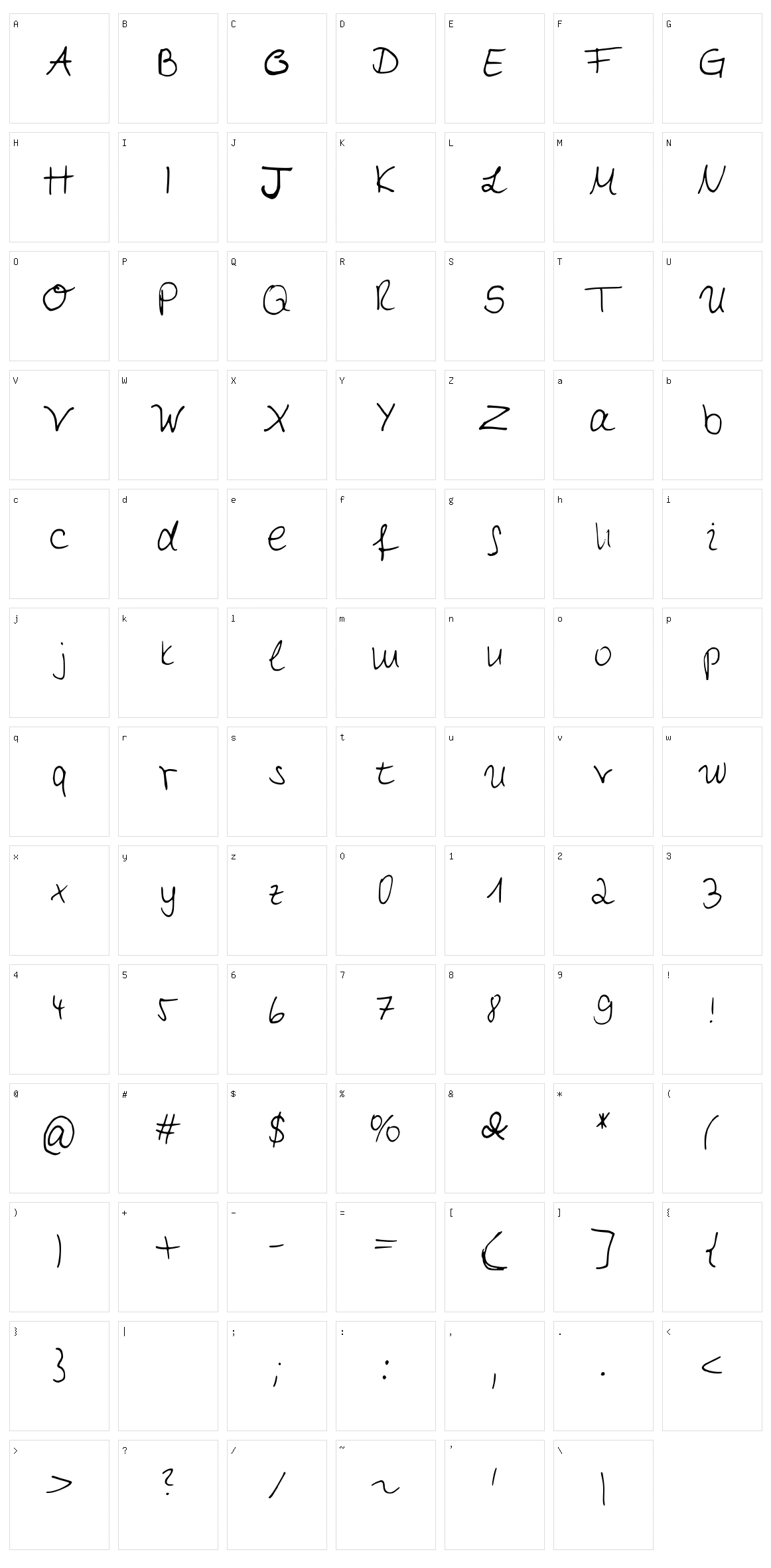 My first Handwriting Character Set