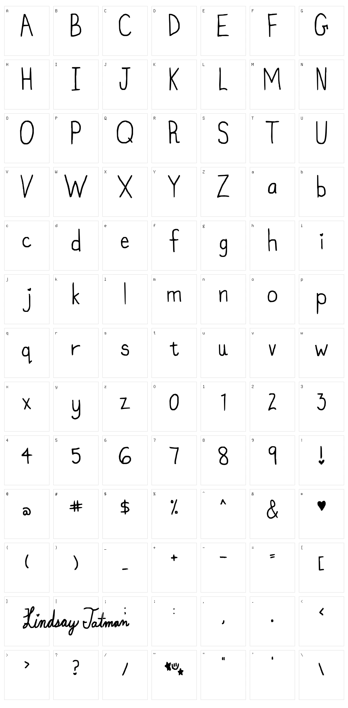 My font isnt funky enough Character Set