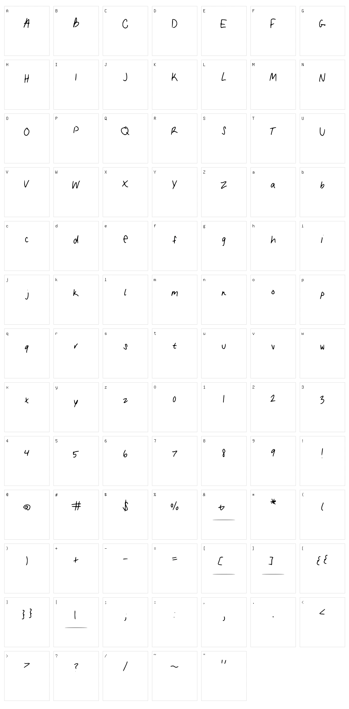 My Handwriting Character Set