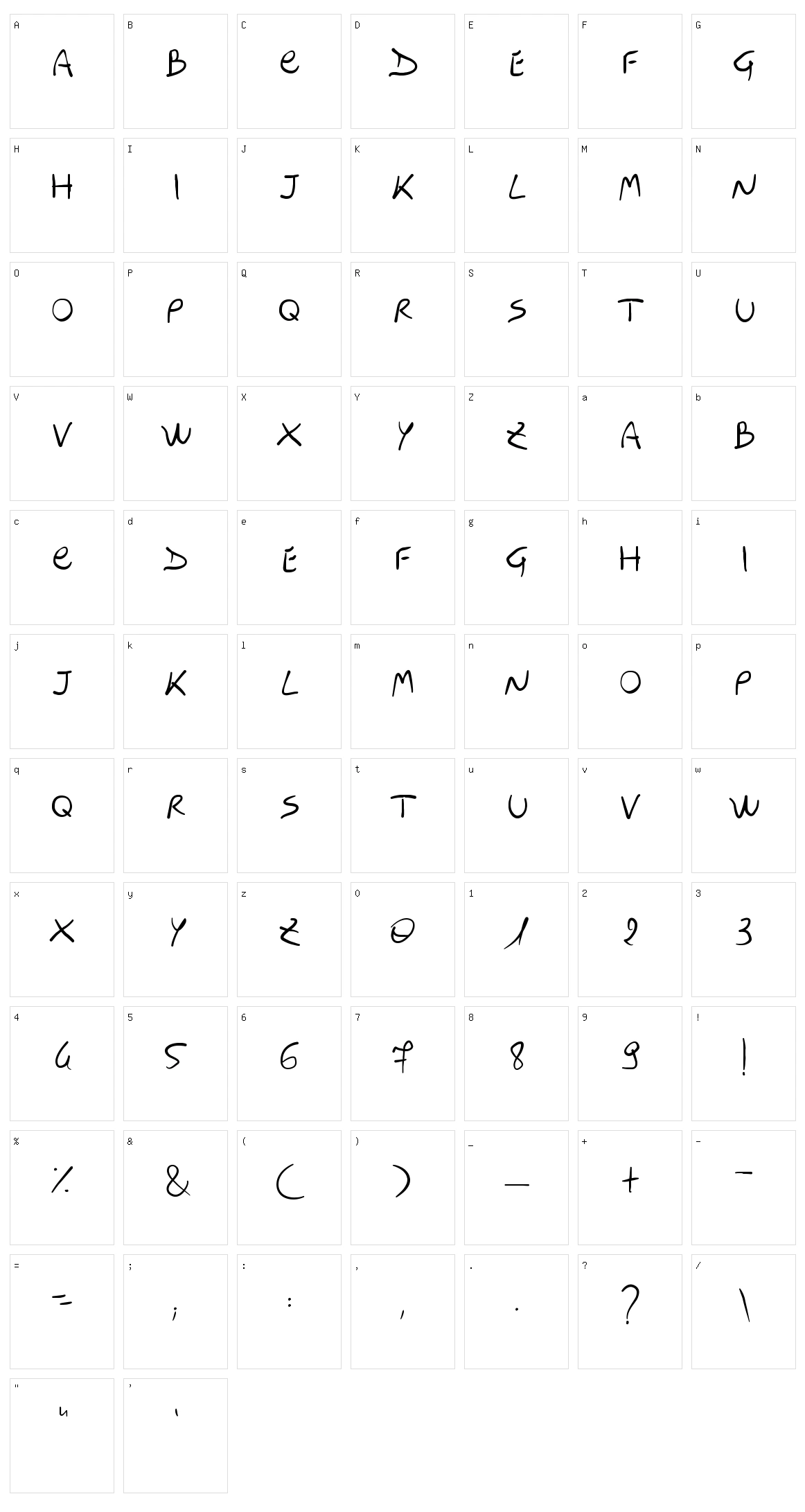 My Mummy's Font Character Set