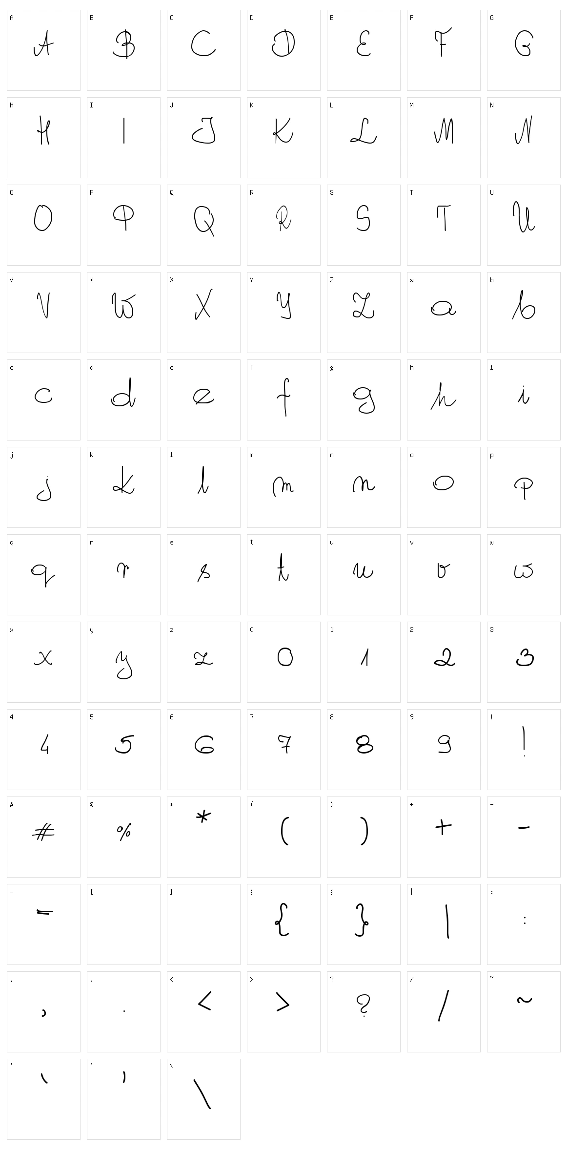 My Own Script PL Character Set
