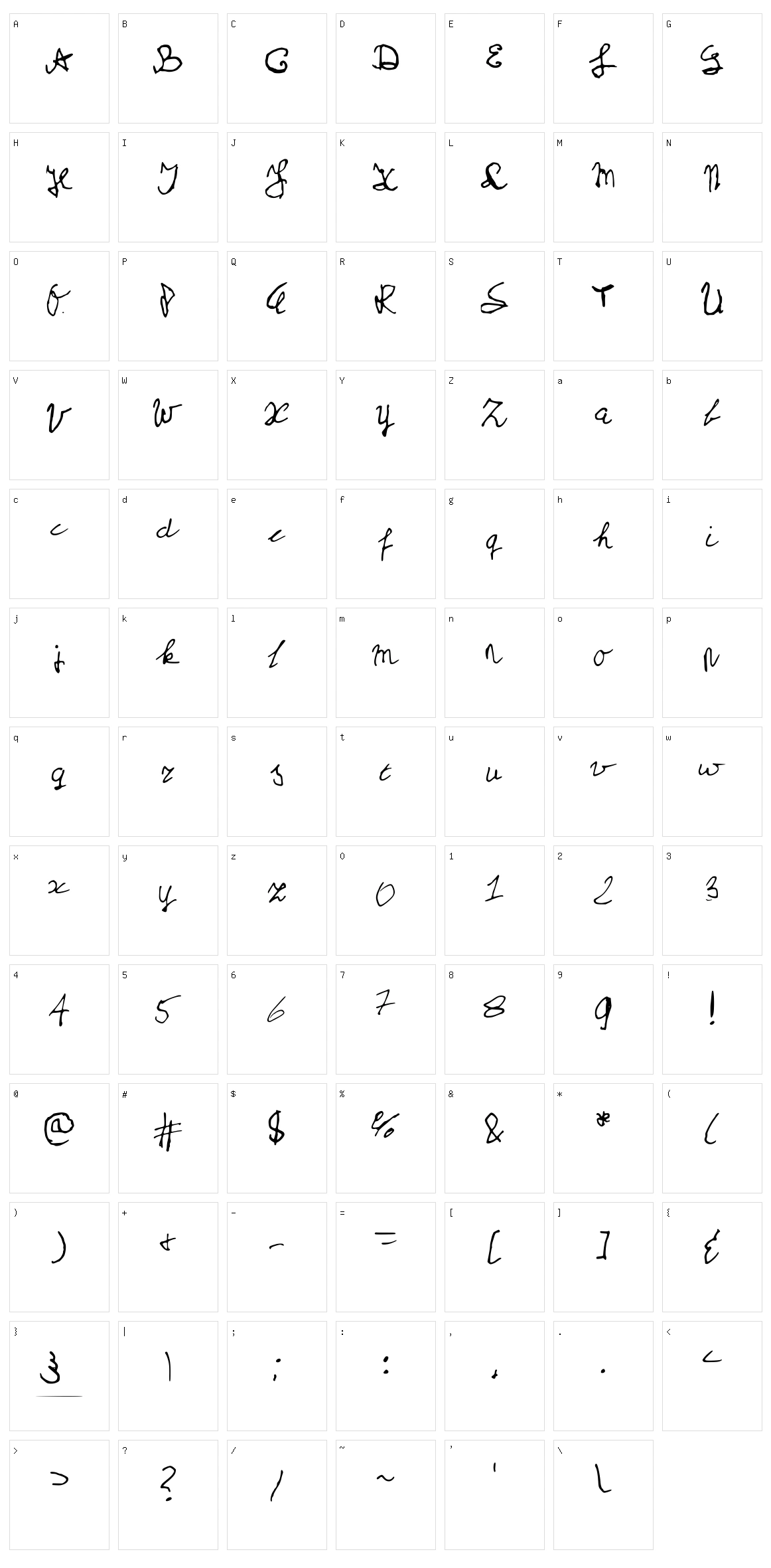 My School Handwriting Character Set