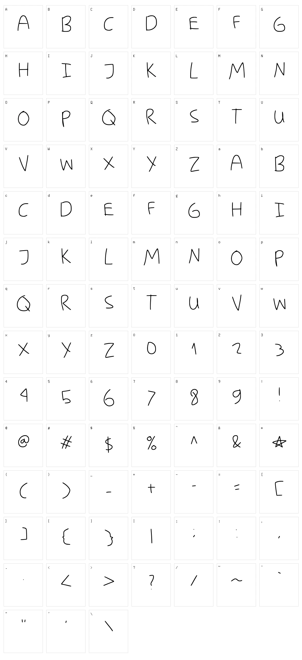 My Ugly Handwriting Character Set