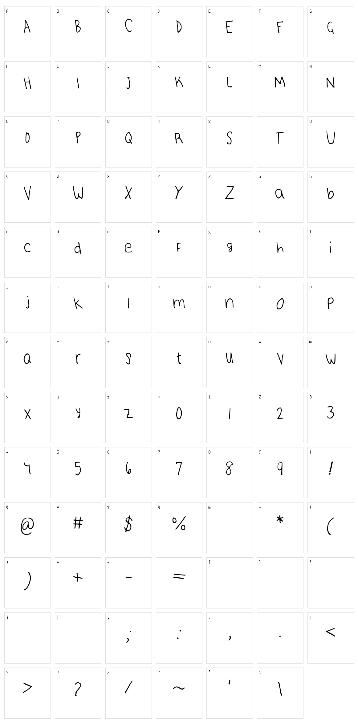 MyRanda Character Set