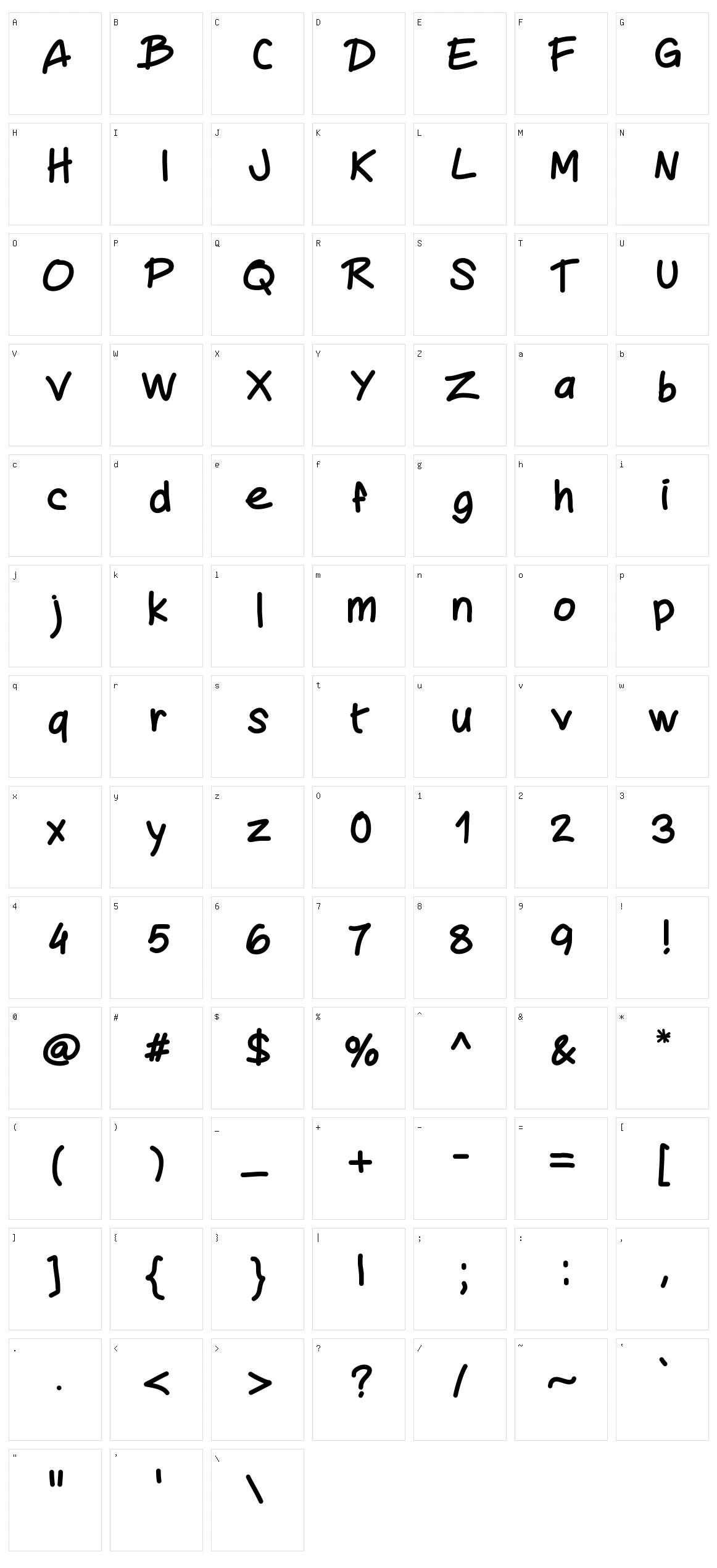 Mywriting Character Set