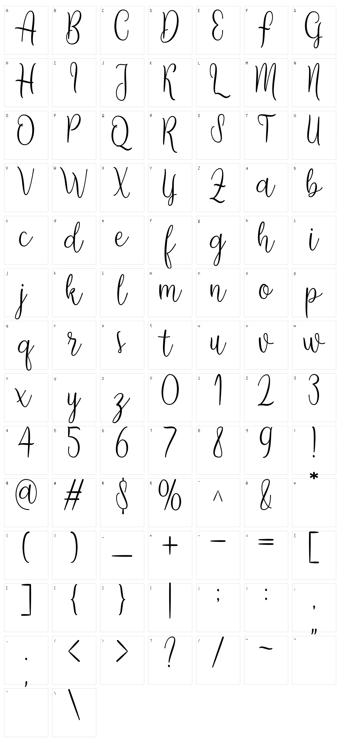 Nabilla Character Set