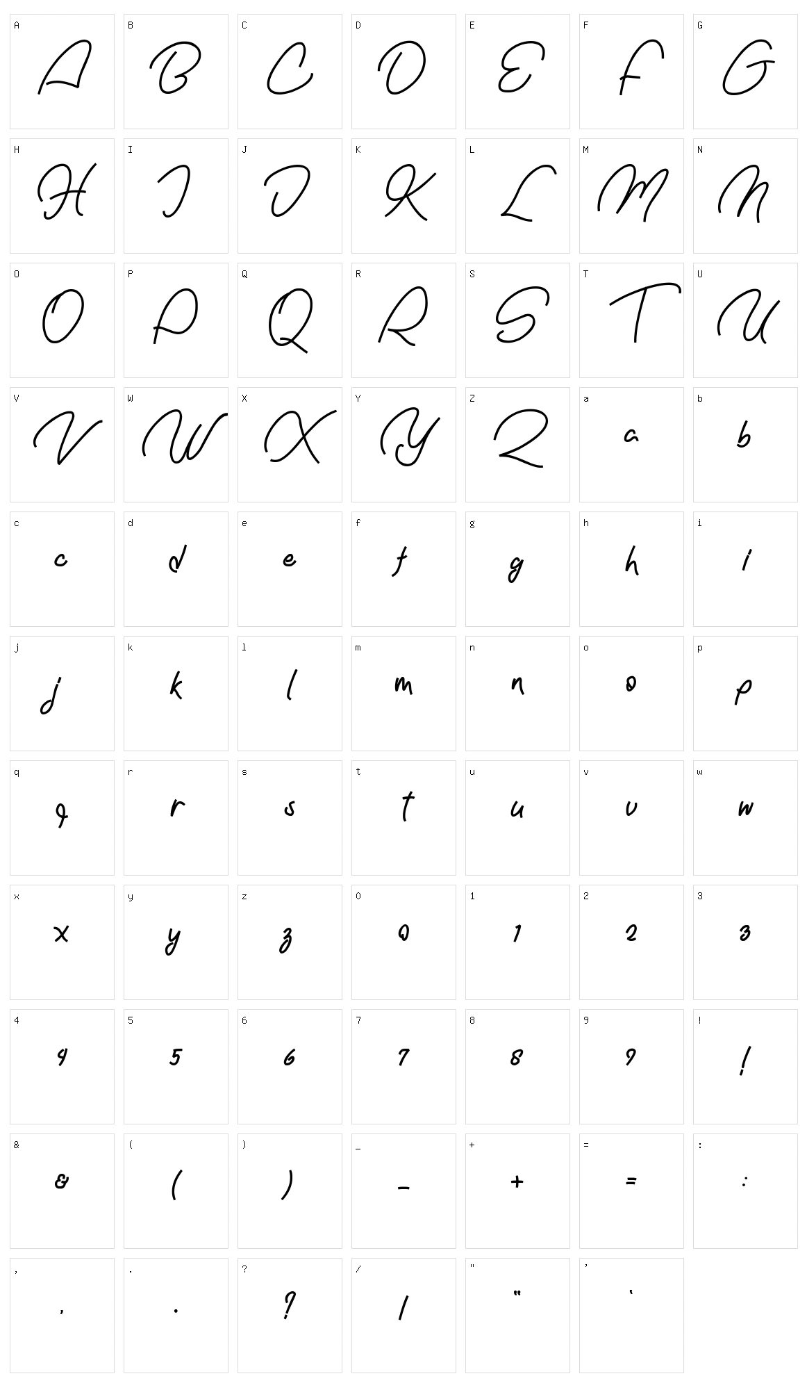 Nachel Victoria Character Set