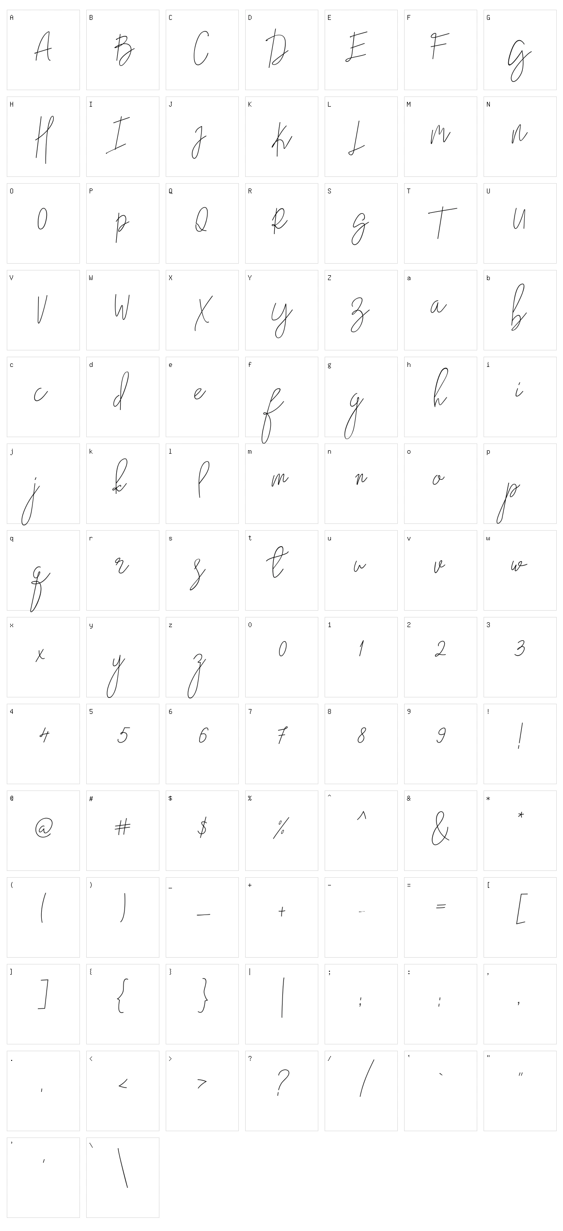 Nadine Character Set