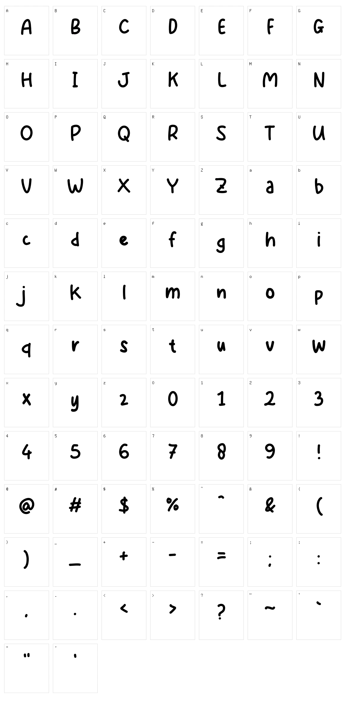 Nakana Character Set