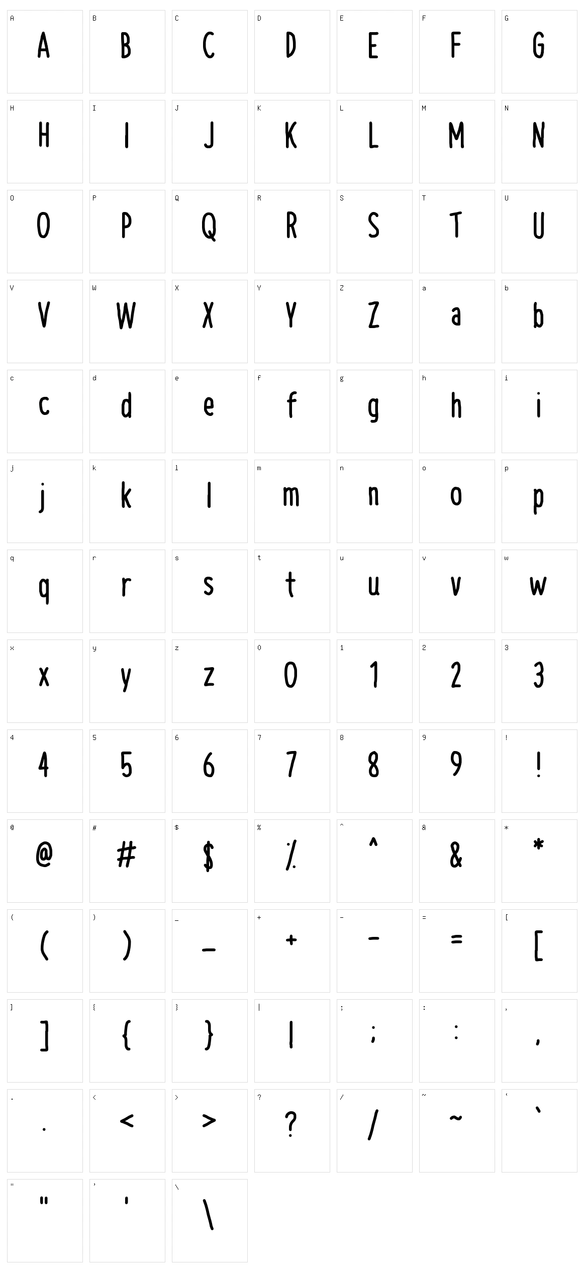 NAL Hand Character Set