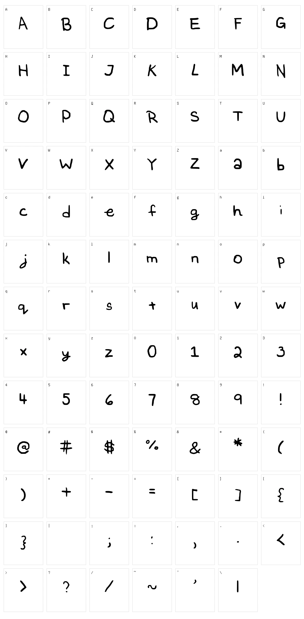 NataliesFont Character Set