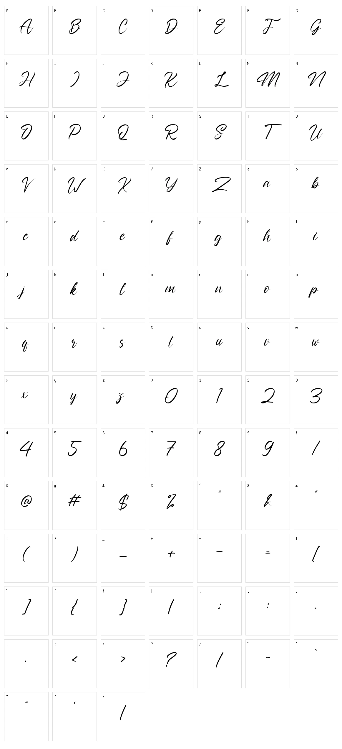 Nathallis Character Set