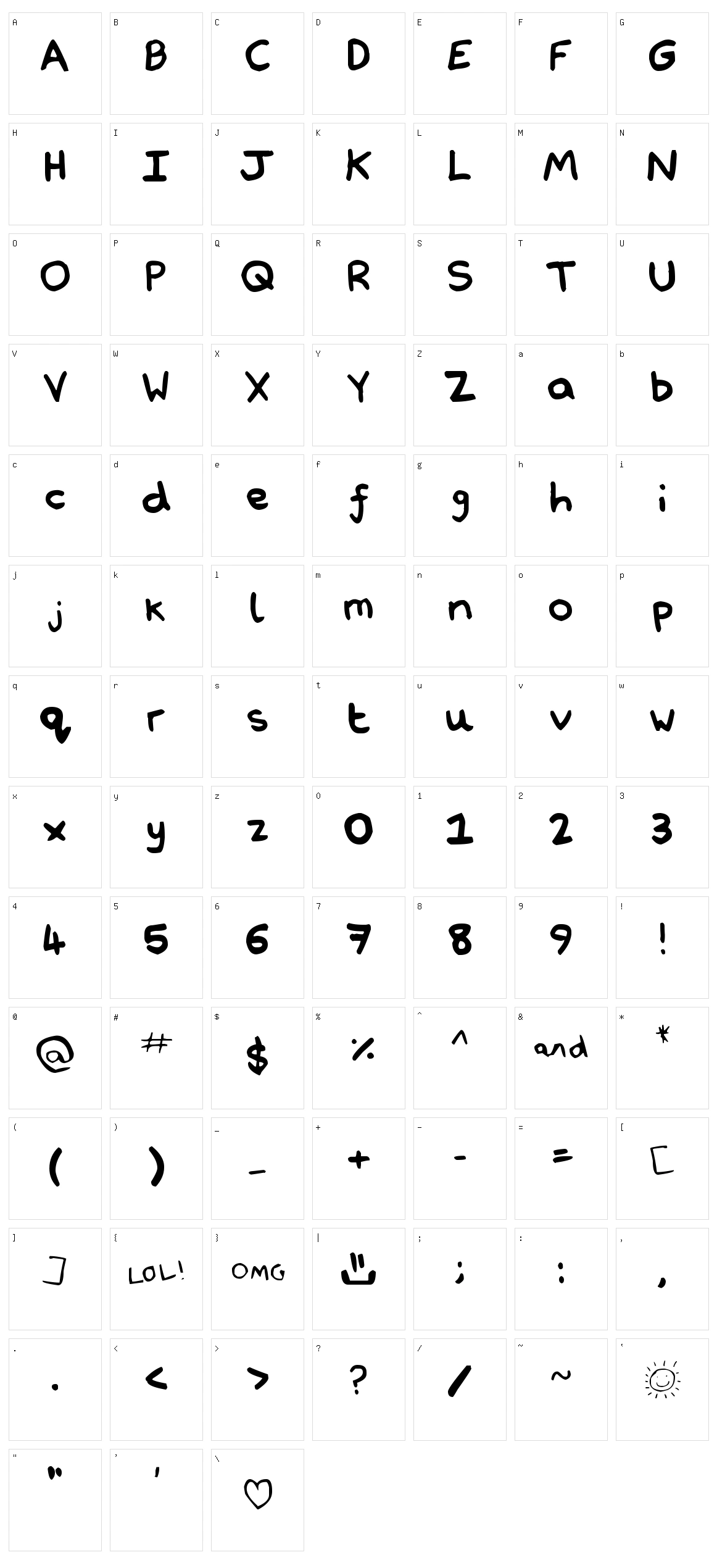 Nathan's Notations Character Set