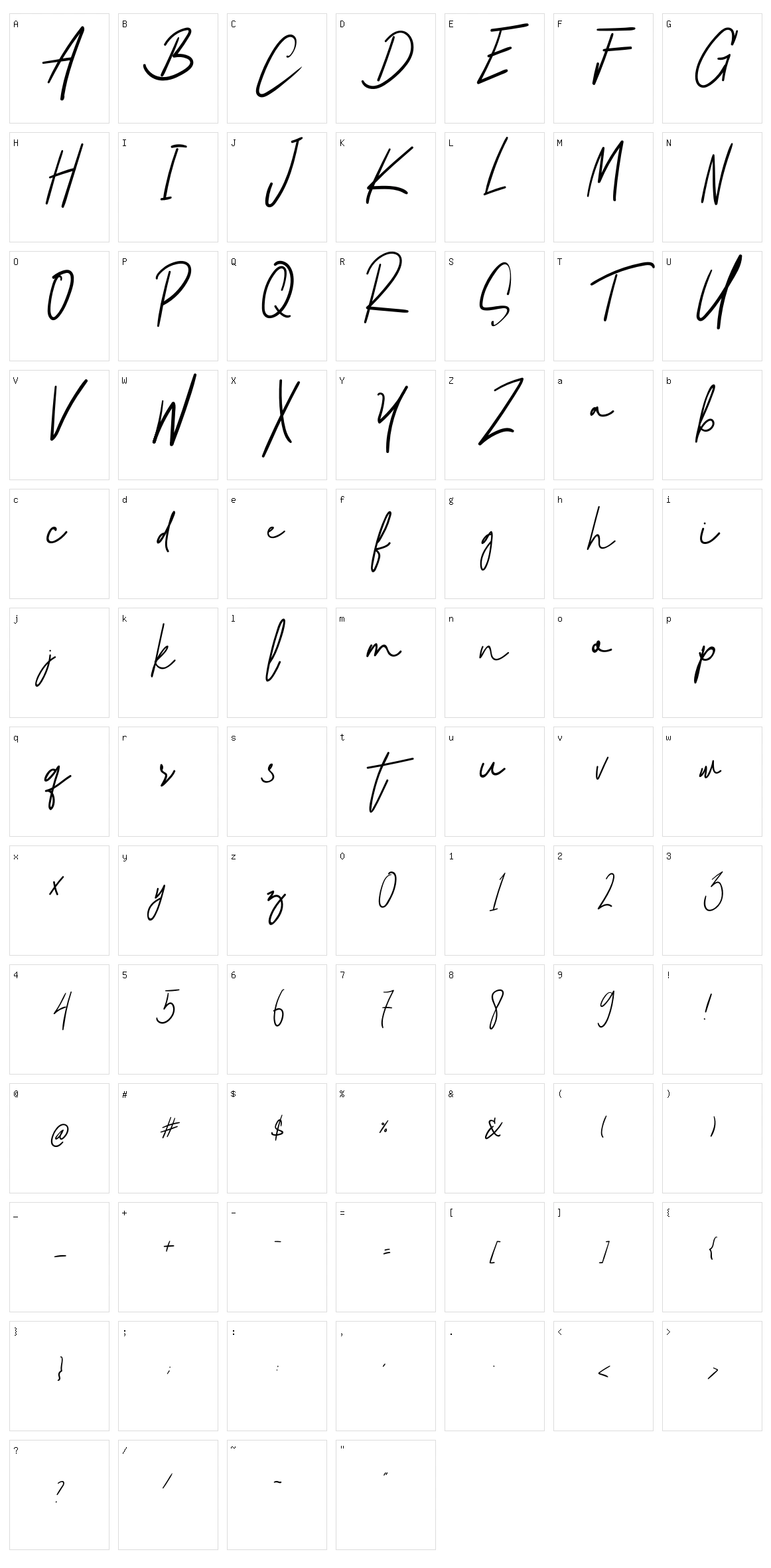 Natural Signature Character Set