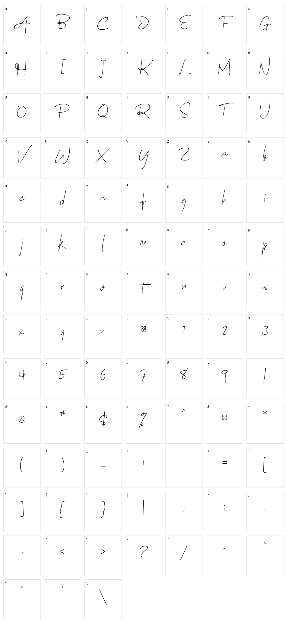Nayla Signattures Character Set