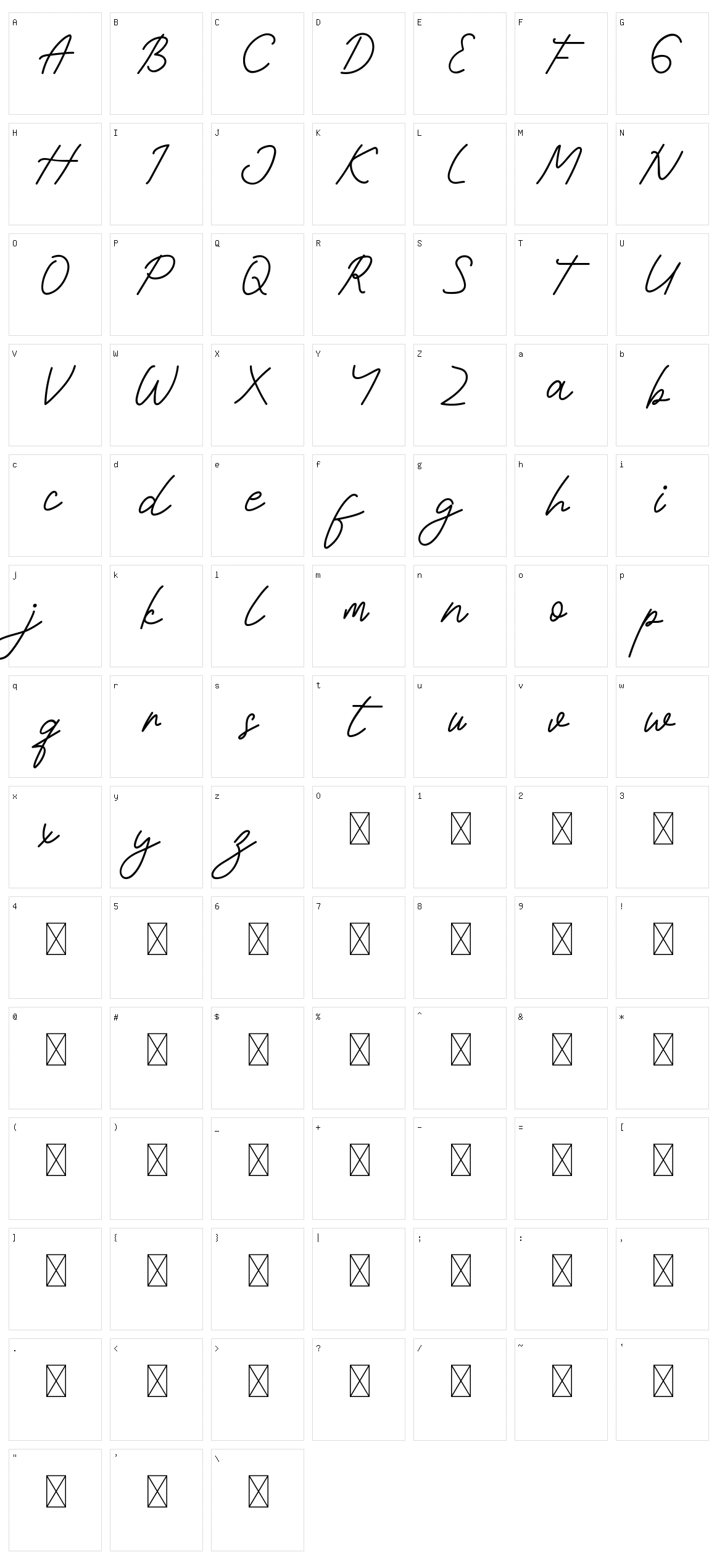 Neitherly Script Character Set