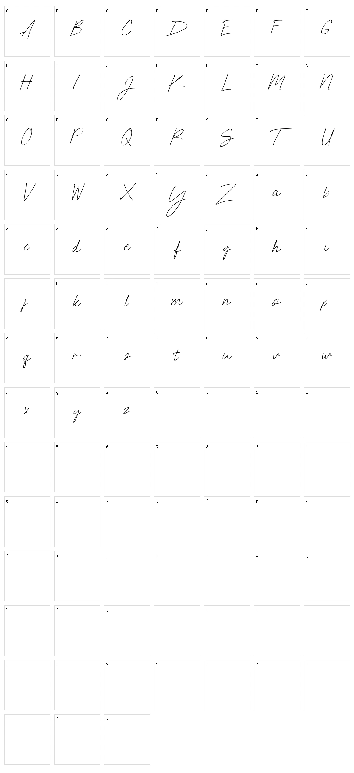 Neoncity Script Character Set