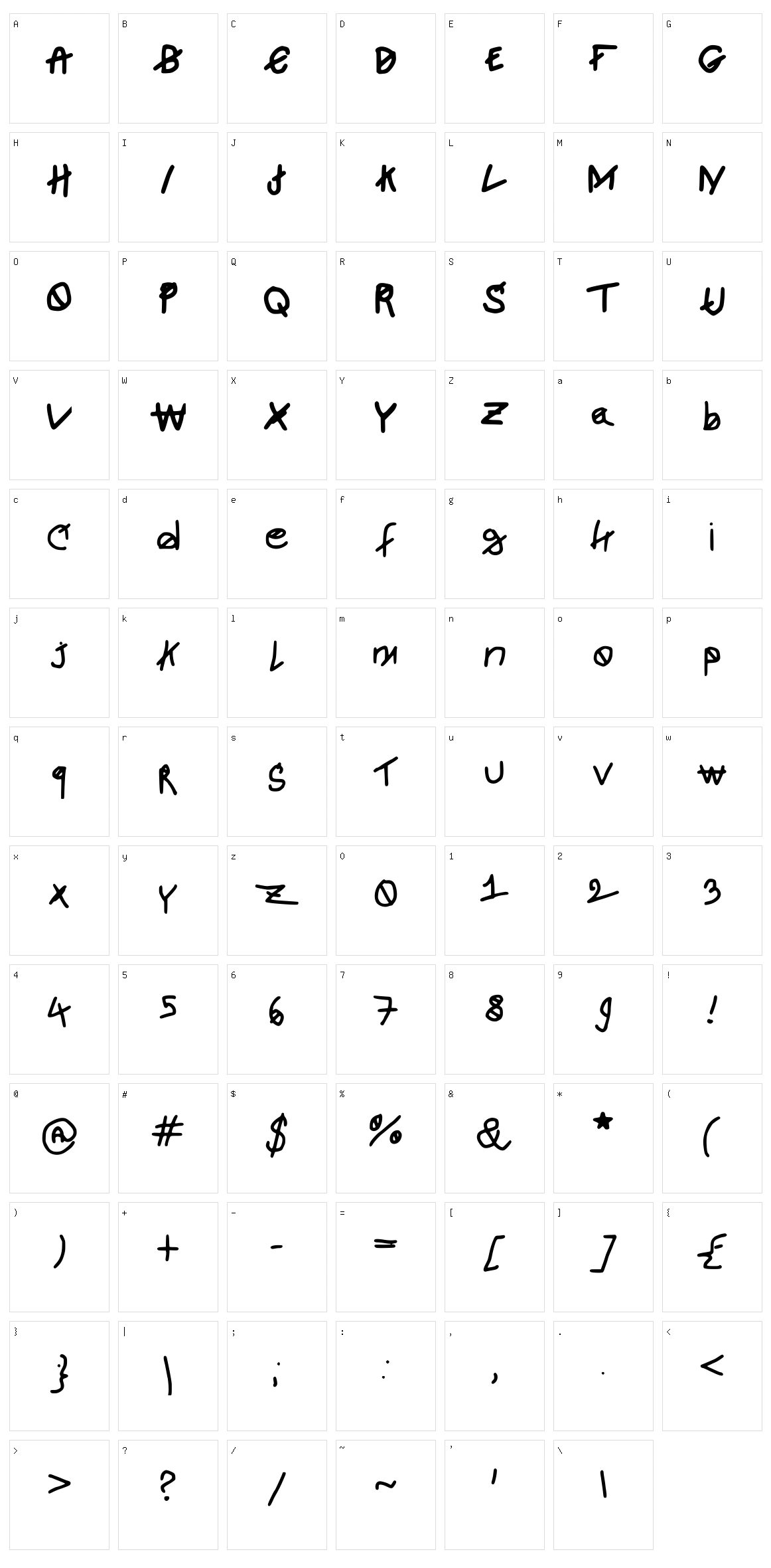 Newjosh Character Set