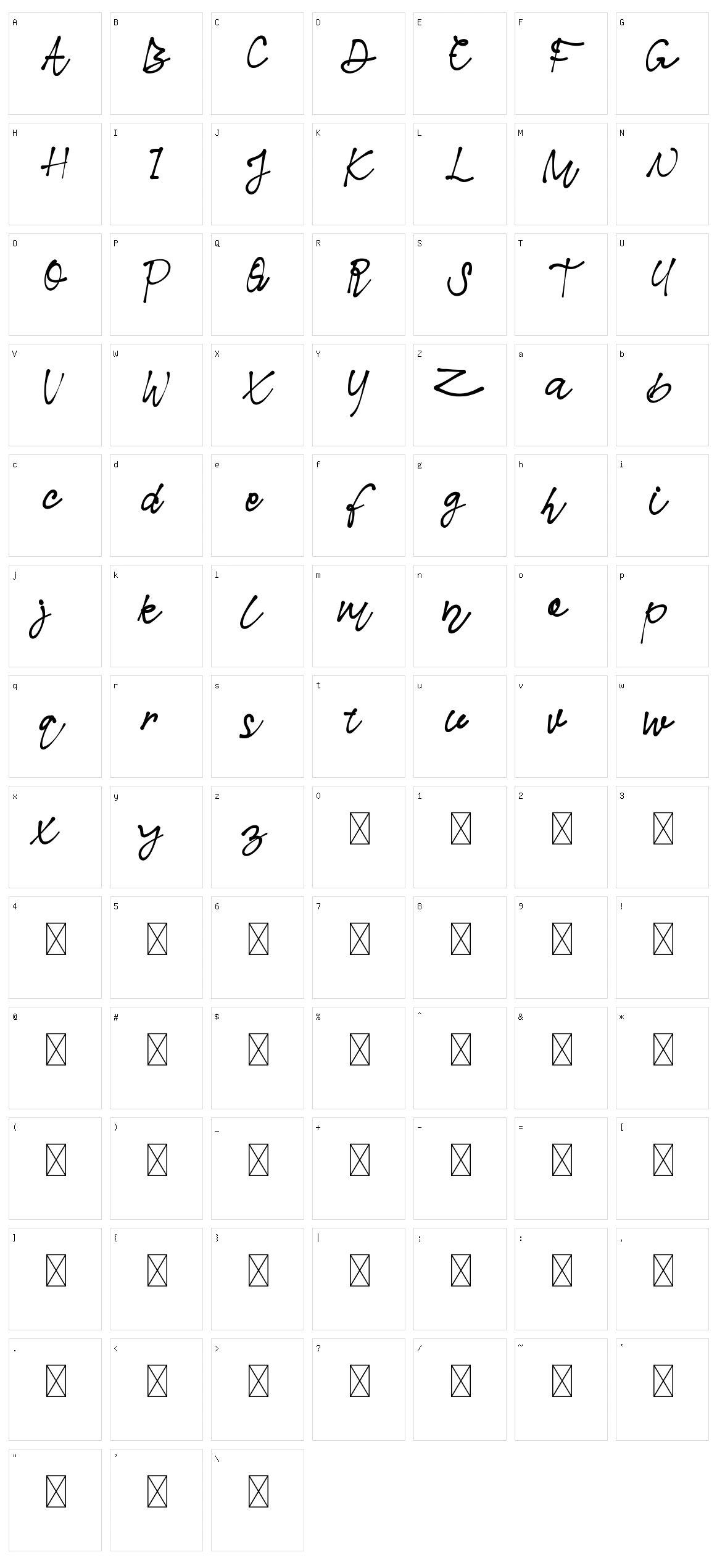 Nielsen Owen Script Character Set